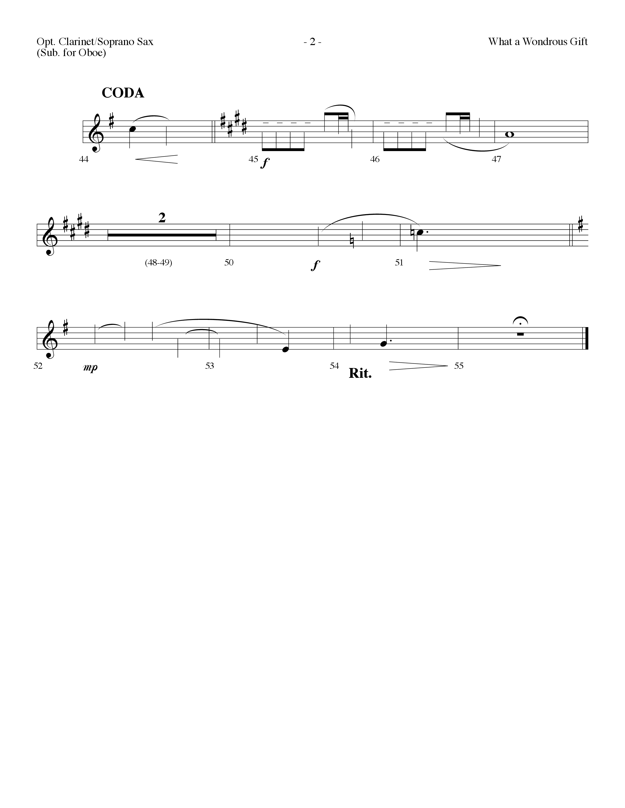 What A Wondrous Gift (Choral Anthem SATB) Clarinet/Soprano Sax (Lifeway Choral / Arr. Dennis Allen)