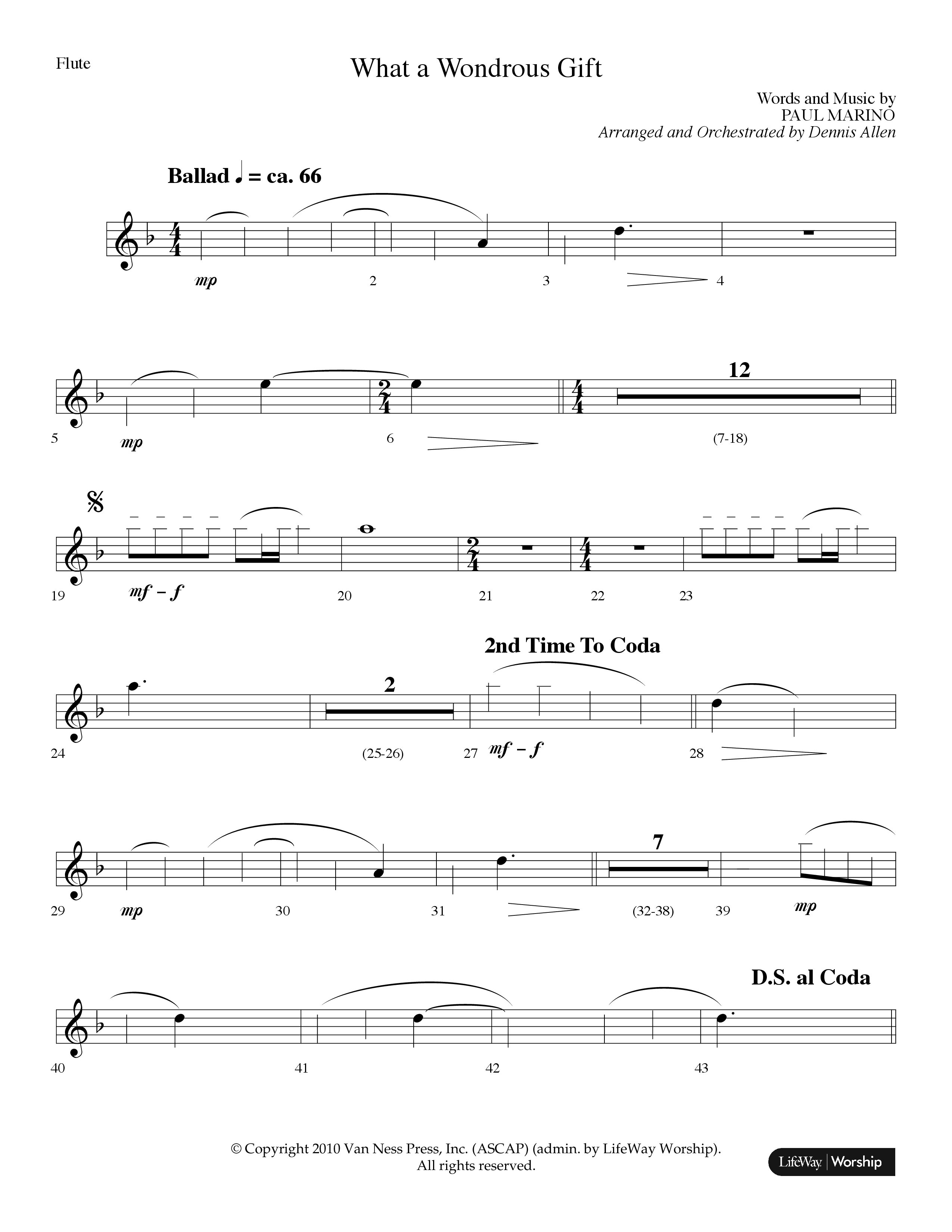 What A Wondrous Gift (Choral Anthem SATB) Flute (Lifeway Choral / Arr. Dennis Allen)