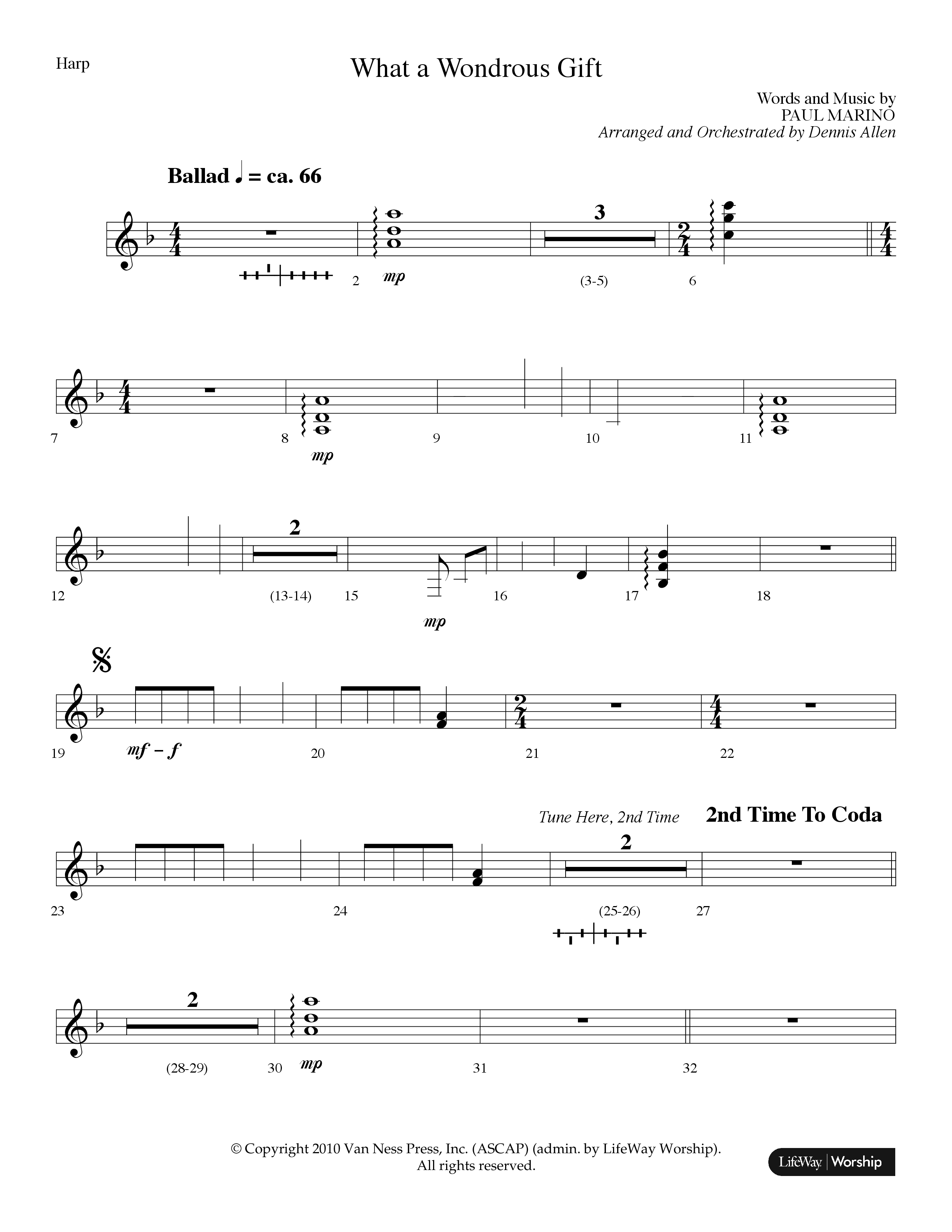 What A Wondrous Gift (Choral Anthem SATB) Harp (Lifeway Choral / Arr. Dennis Allen)