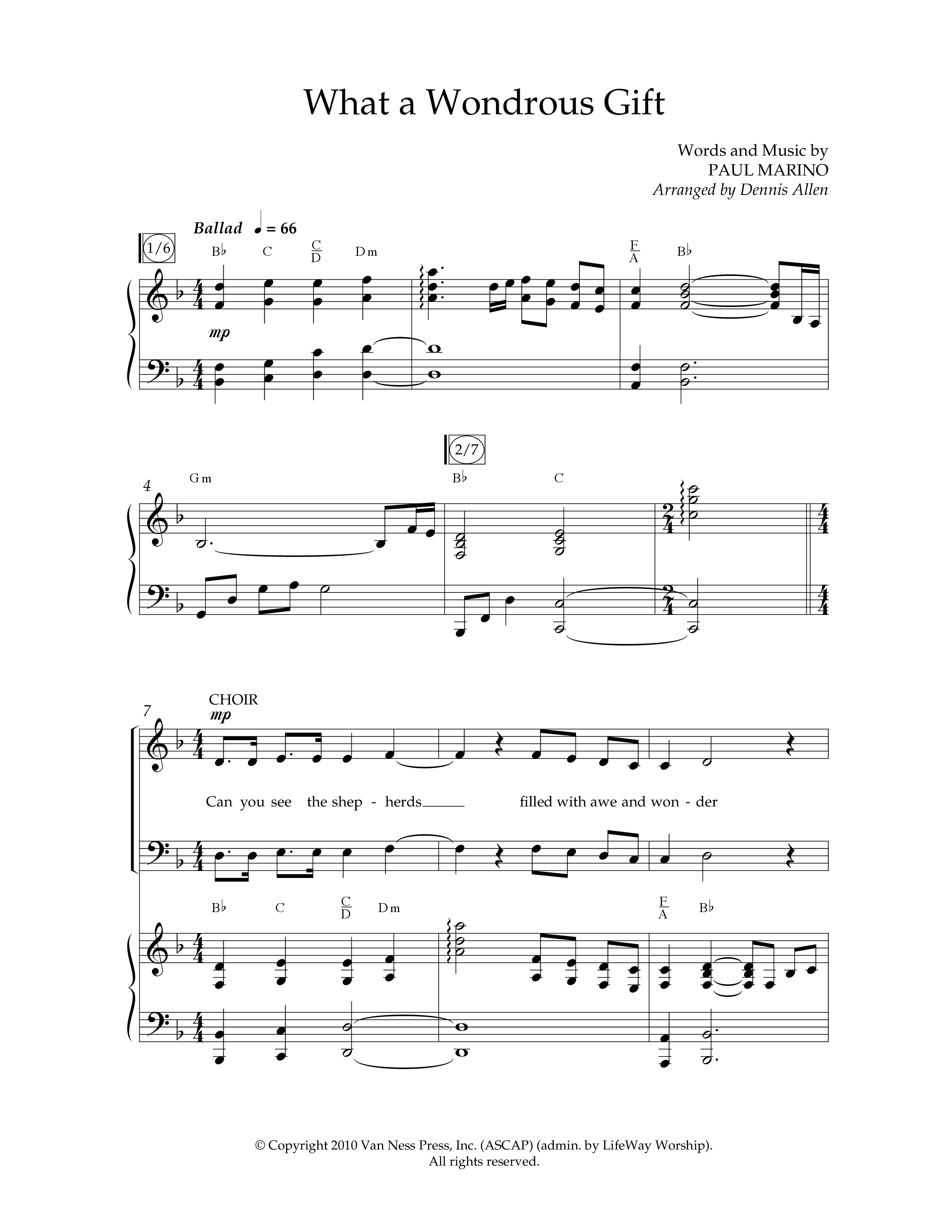 What A Wondrous Gift (Choral Anthem SATB) Anthem (SATB/Piano) (Lifeway Choral / Arr. Dennis Allen)