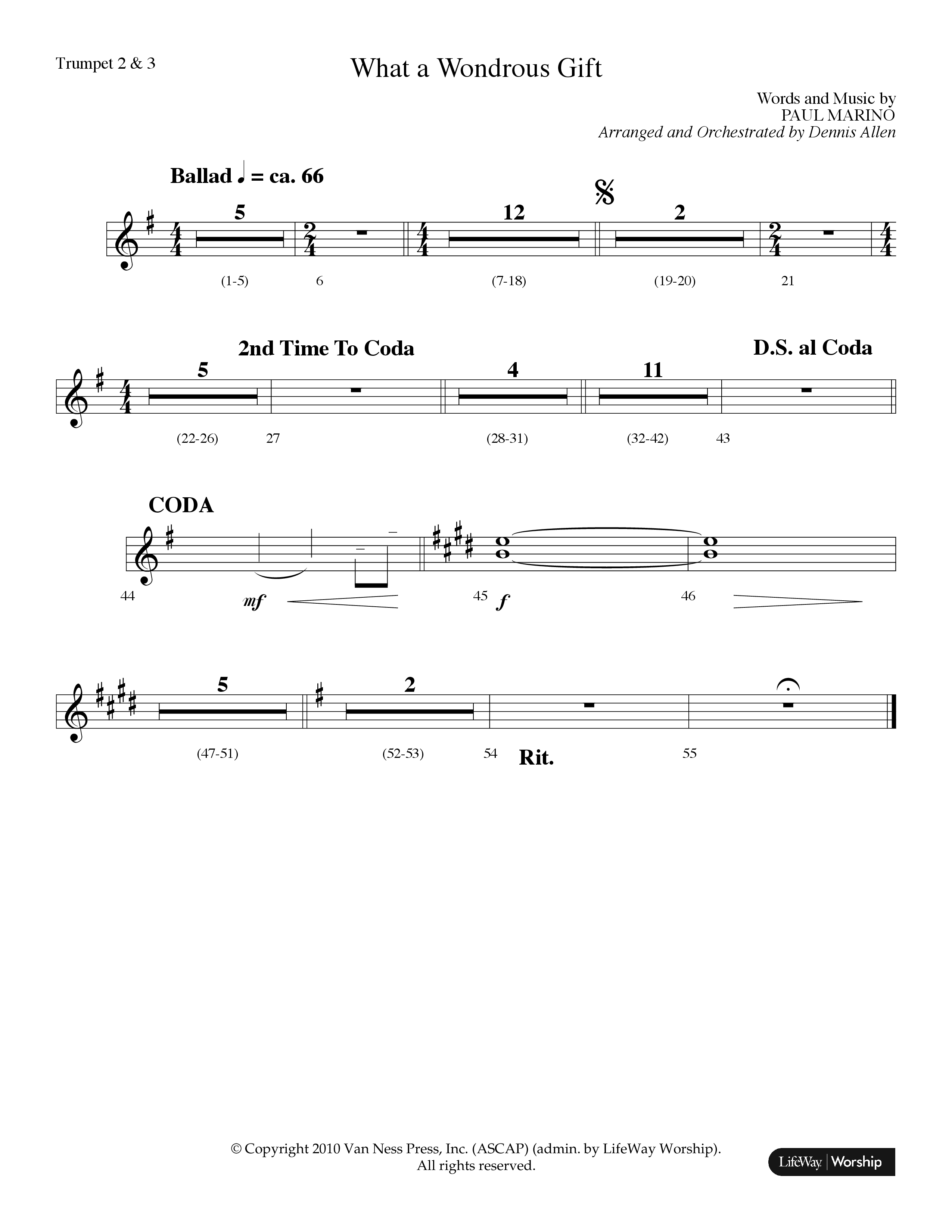 What A Wondrous Gift (Choral Anthem SATB) Trumpet 2/3 (Lifeway Choral / Arr. Dennis Allen)