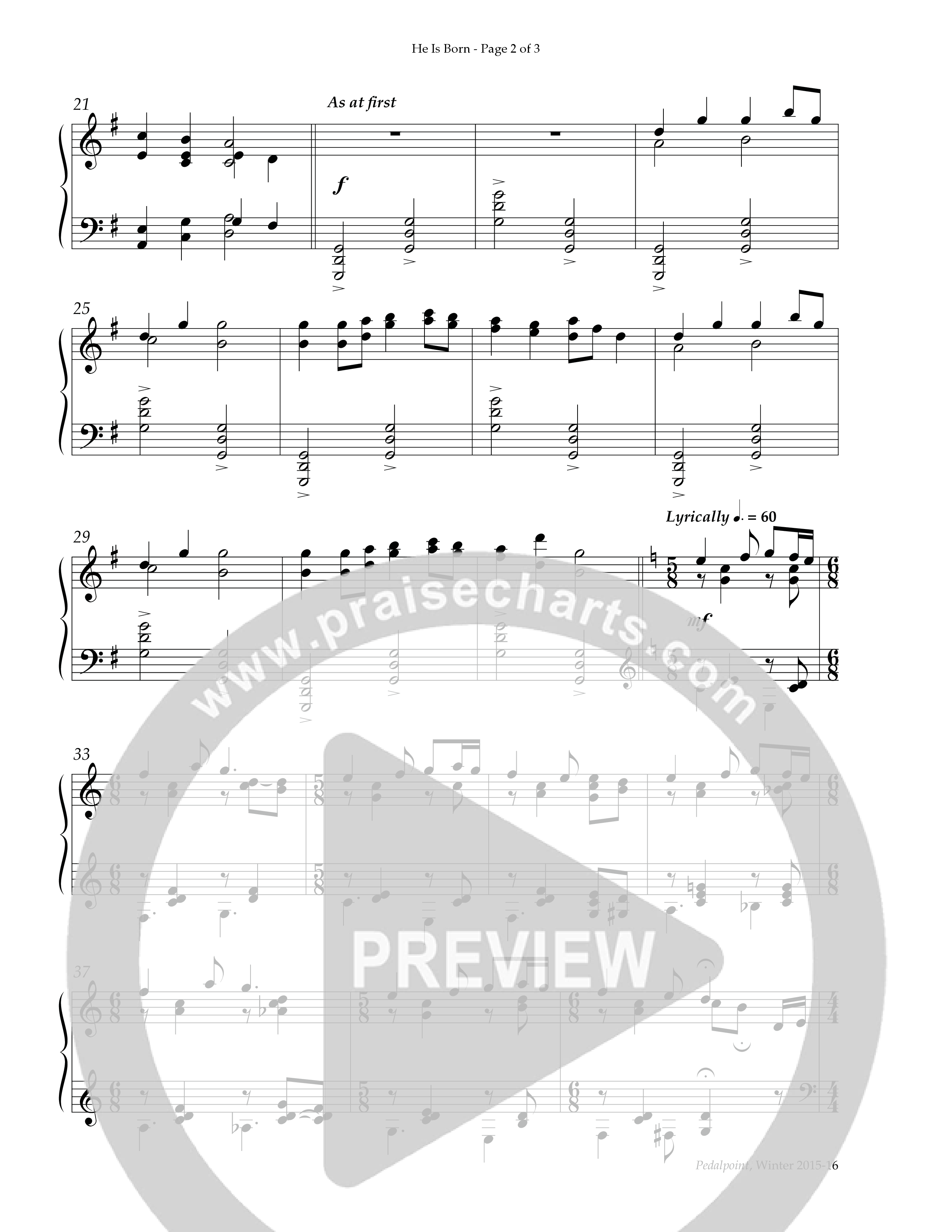 He Is Born (Instrumental) Piano Solo (Arr. Don Phillips / Lifeway Worship)