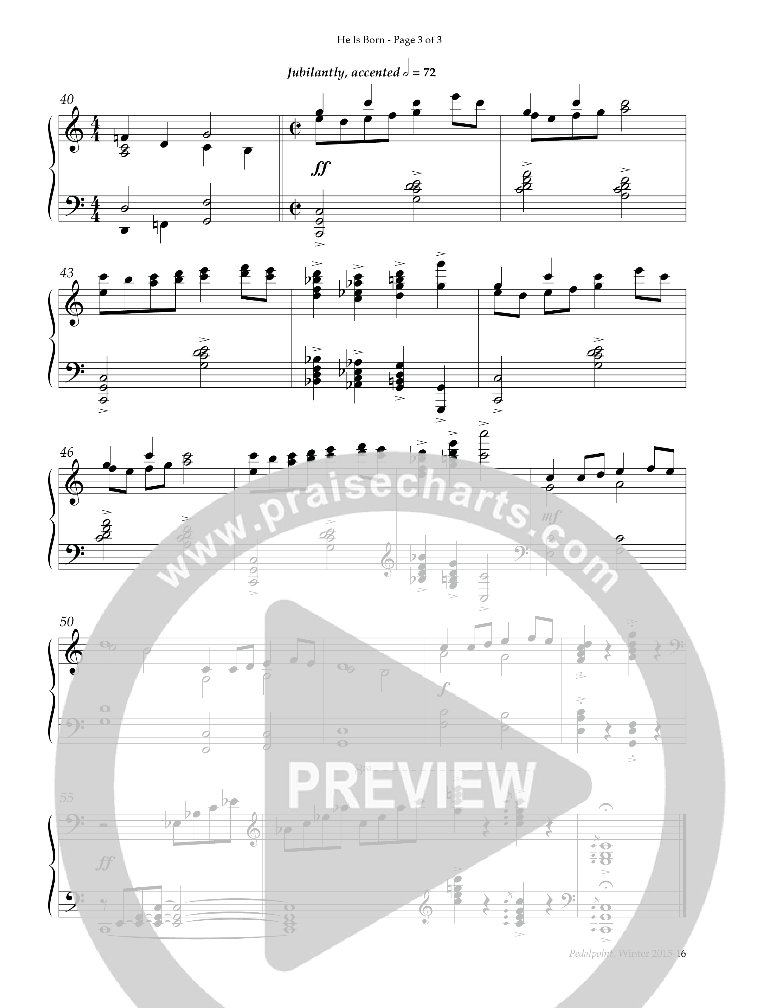 He Is Born (Instrumental) Piano Solo (Arr. Don Phillips / Lifeway Worship)