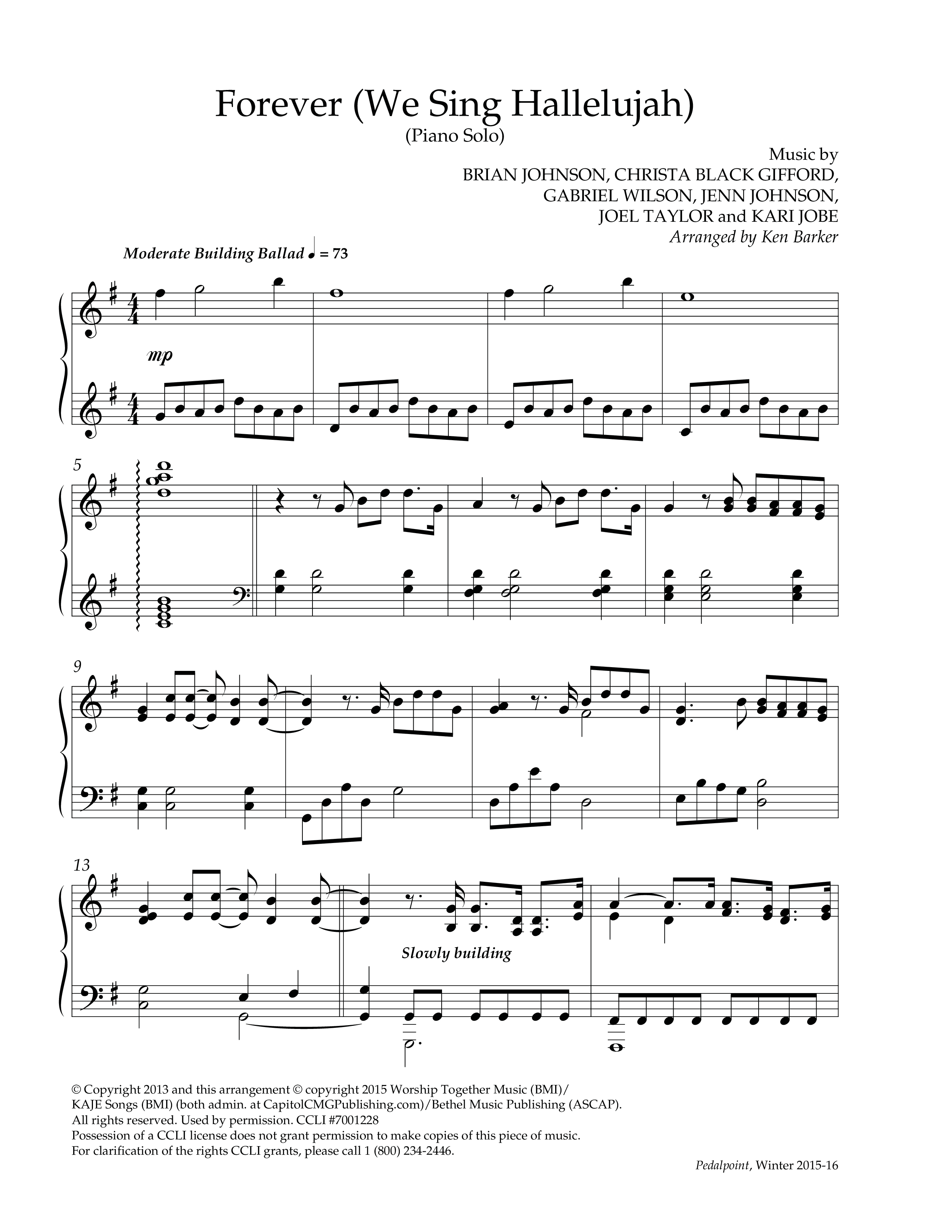Forever (Instrumental) Piano Solo (Lifeway Worship / Arr. Ken Barker)