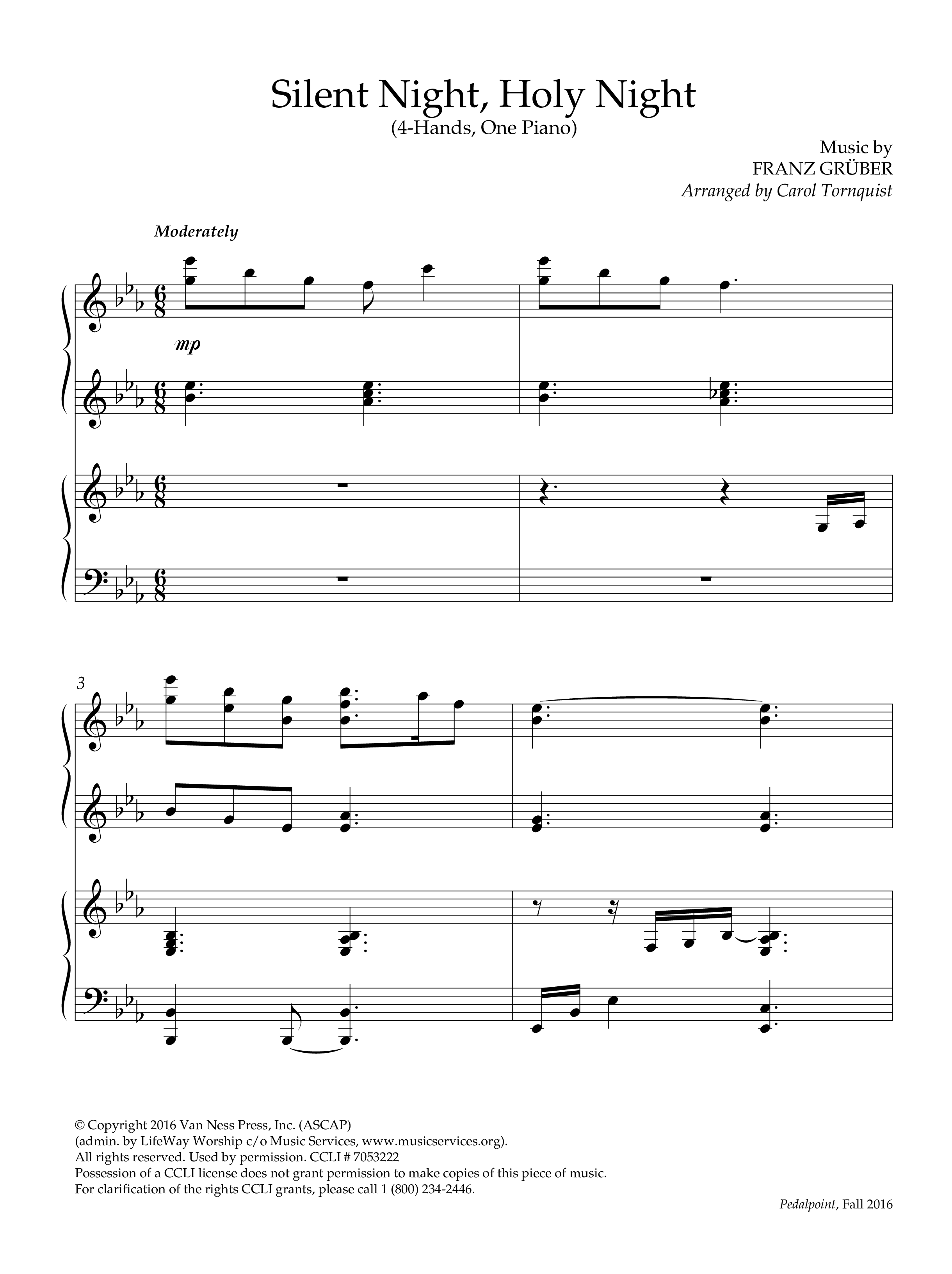 Silent Night Holy Night (Instrumental) Piano Solo (Lifeway Worship / Arr. Carol Tornquist)