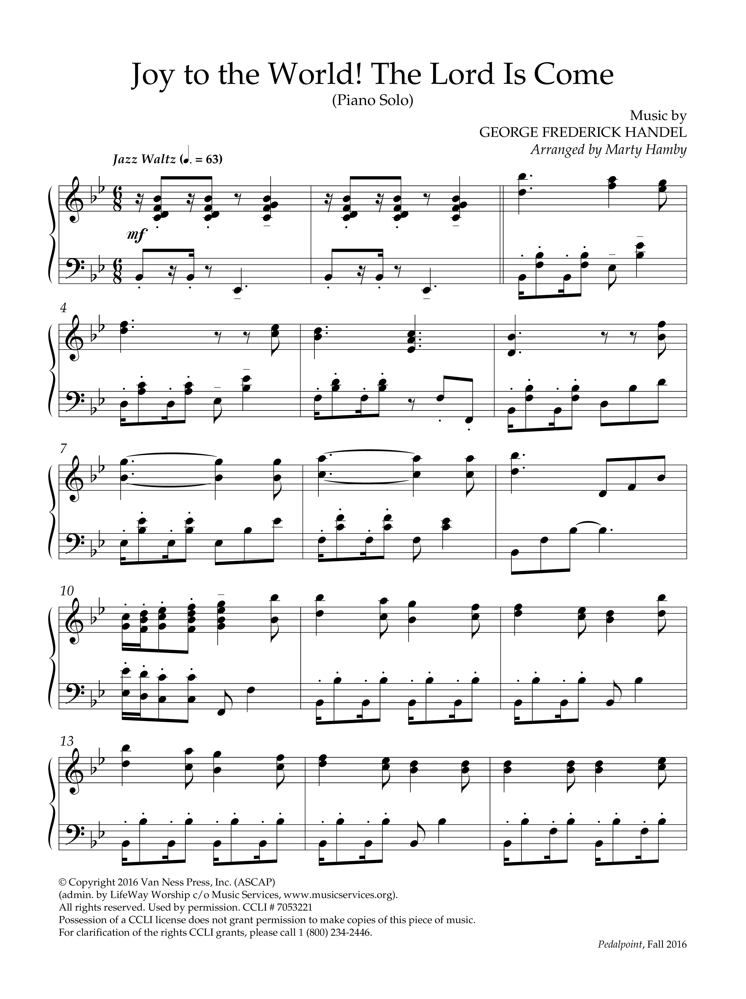 Joy To The World (Instrumental) Piano Solo (Lifeway Worship / Arr. Marty Hamby)