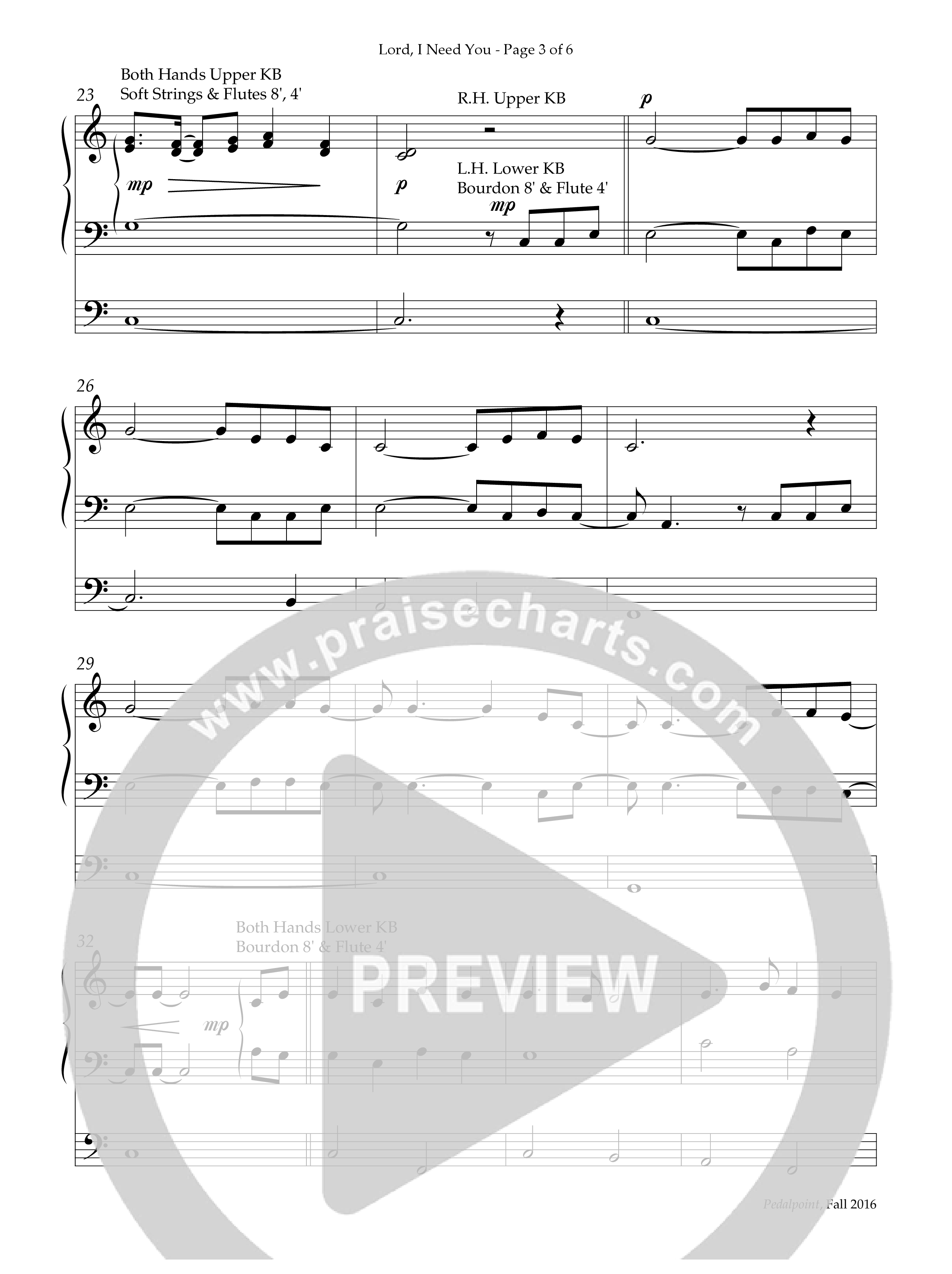 Lord I Need You (Instrumental) Organ (Lifeway Worship / Arr. Sandy Wilkinson)