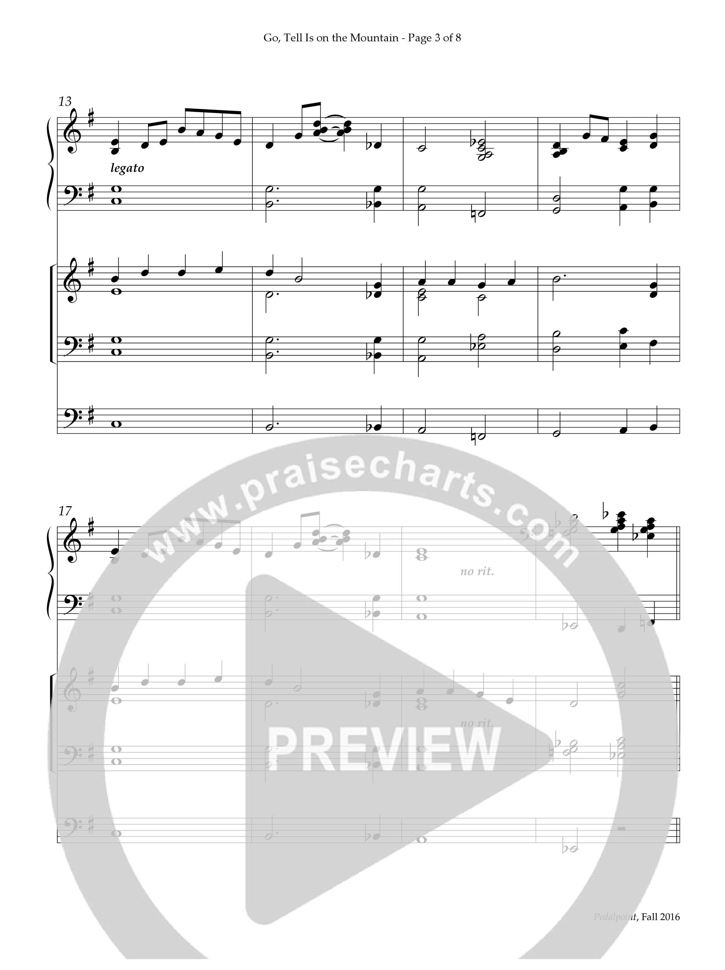 Go Tell It On The Mountain (Instrumental) Piano-Organ (Lifeway Worship / Arr. Todd Billingsley)