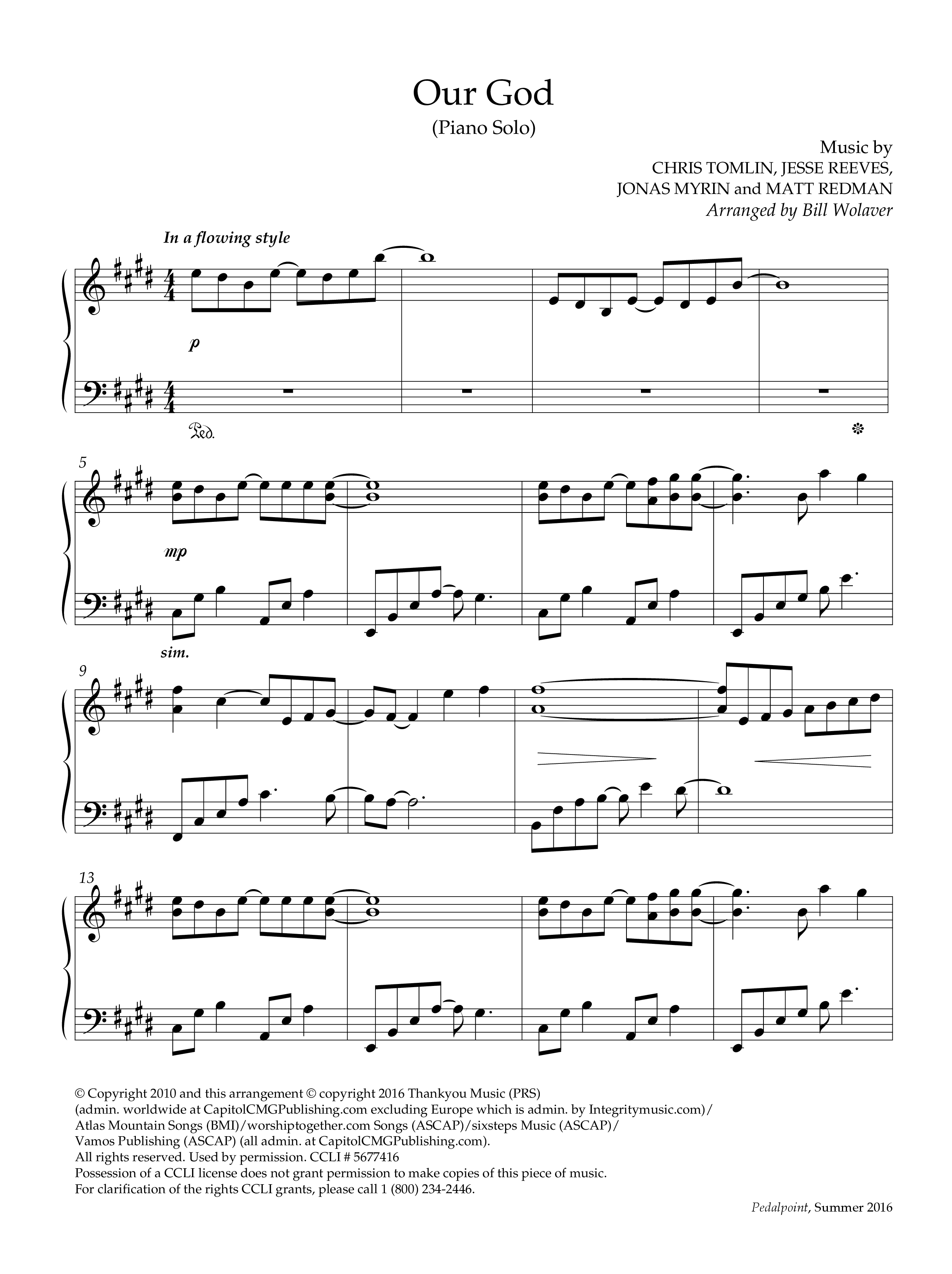 Our God (Instrumental) Piano Solo (Lifeway Worship / Arr. Bill Wolaver)