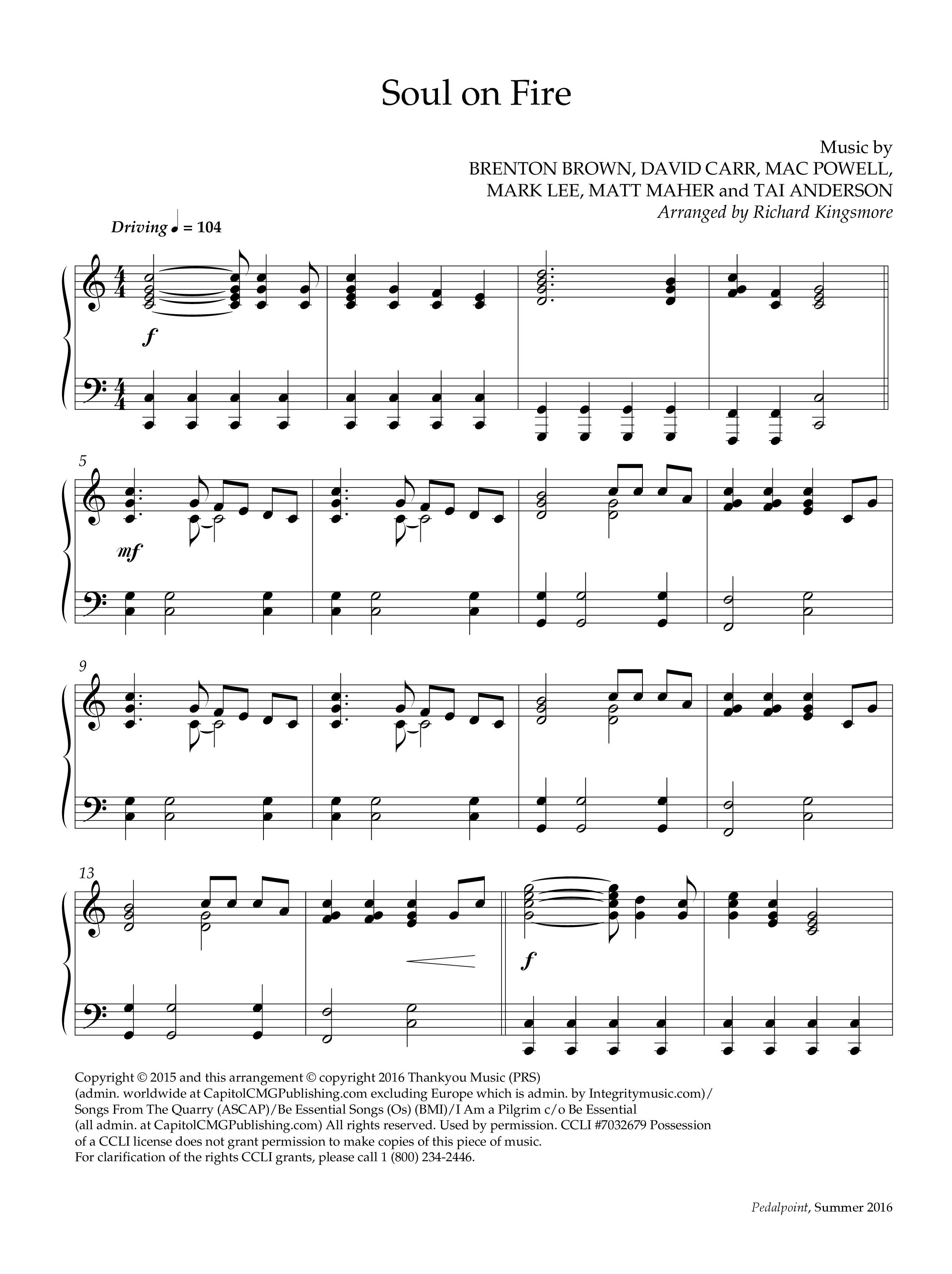 Soul On Fire (Instrumental) Piano Solo (Lifeway Worship / Arr. Richard Kingsmore)