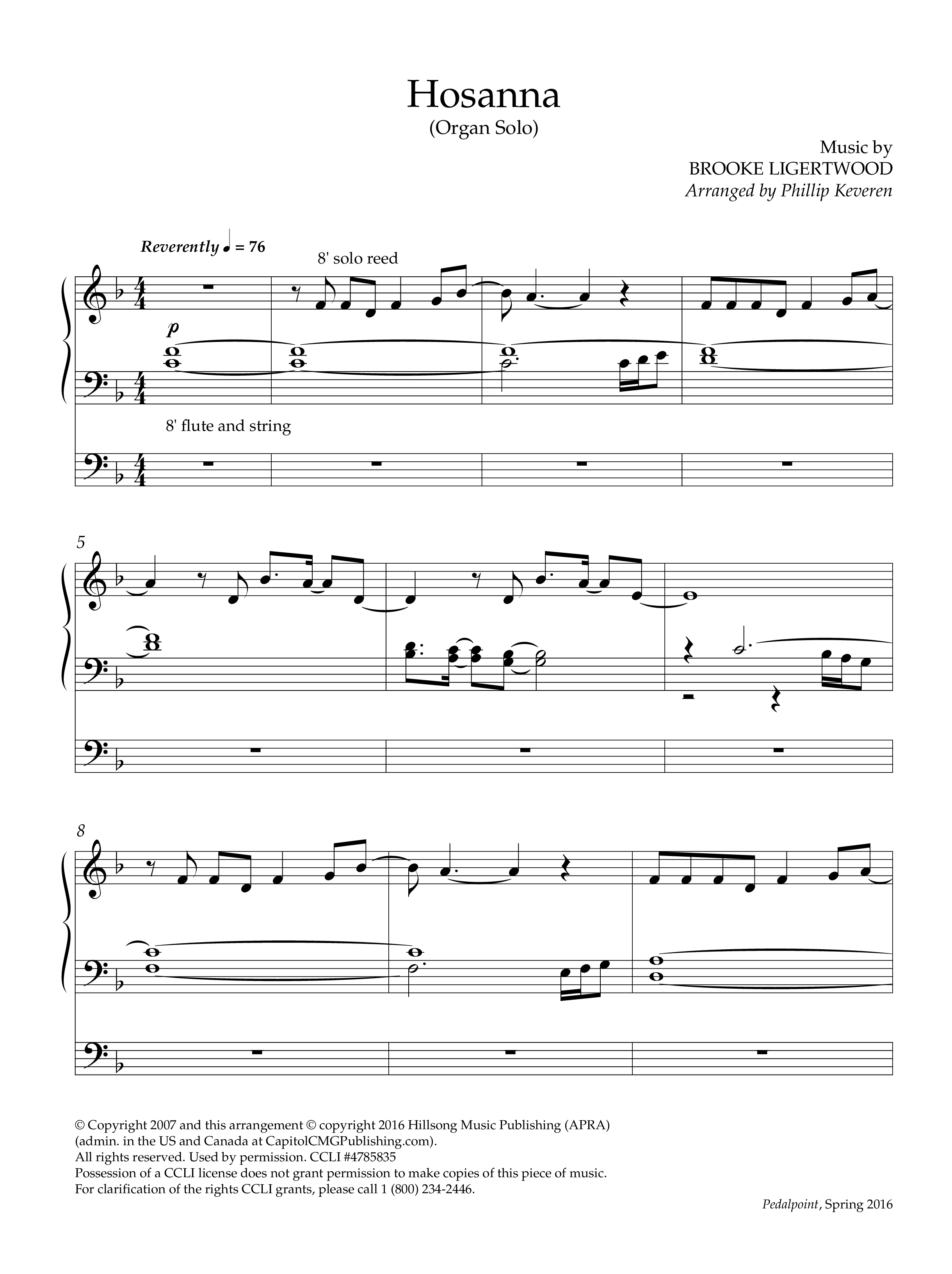 Hosanna (Instrumental) Organ (Lifeway Worship / Arr. Phillip Keveren)