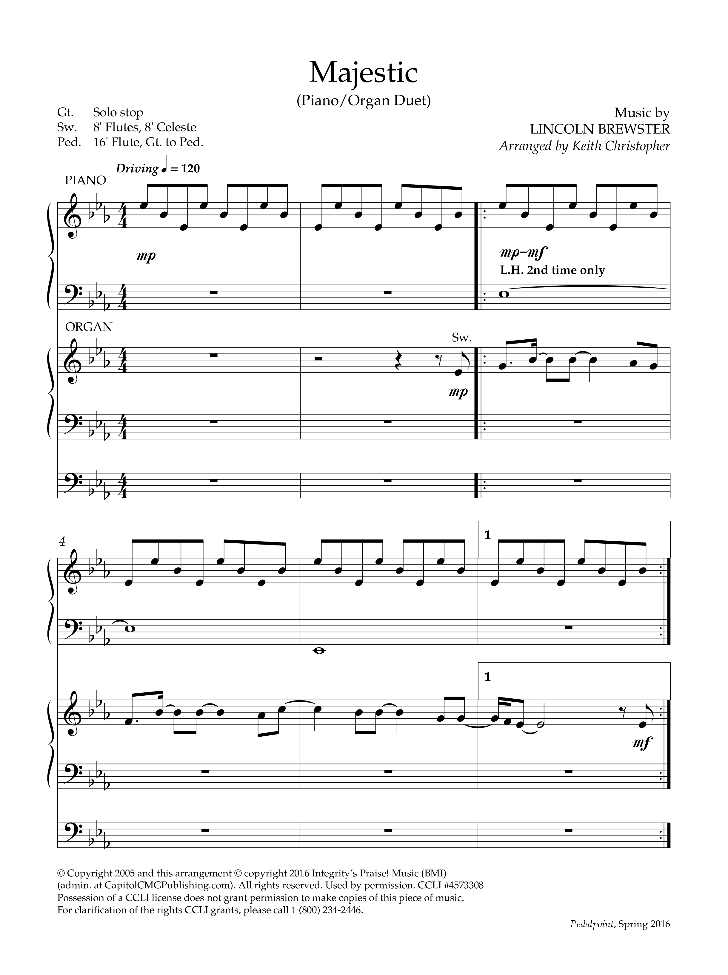 Majestic (Instrumental) Piano-Organ (Lifeway Worship / Arr. Keith Christopher)