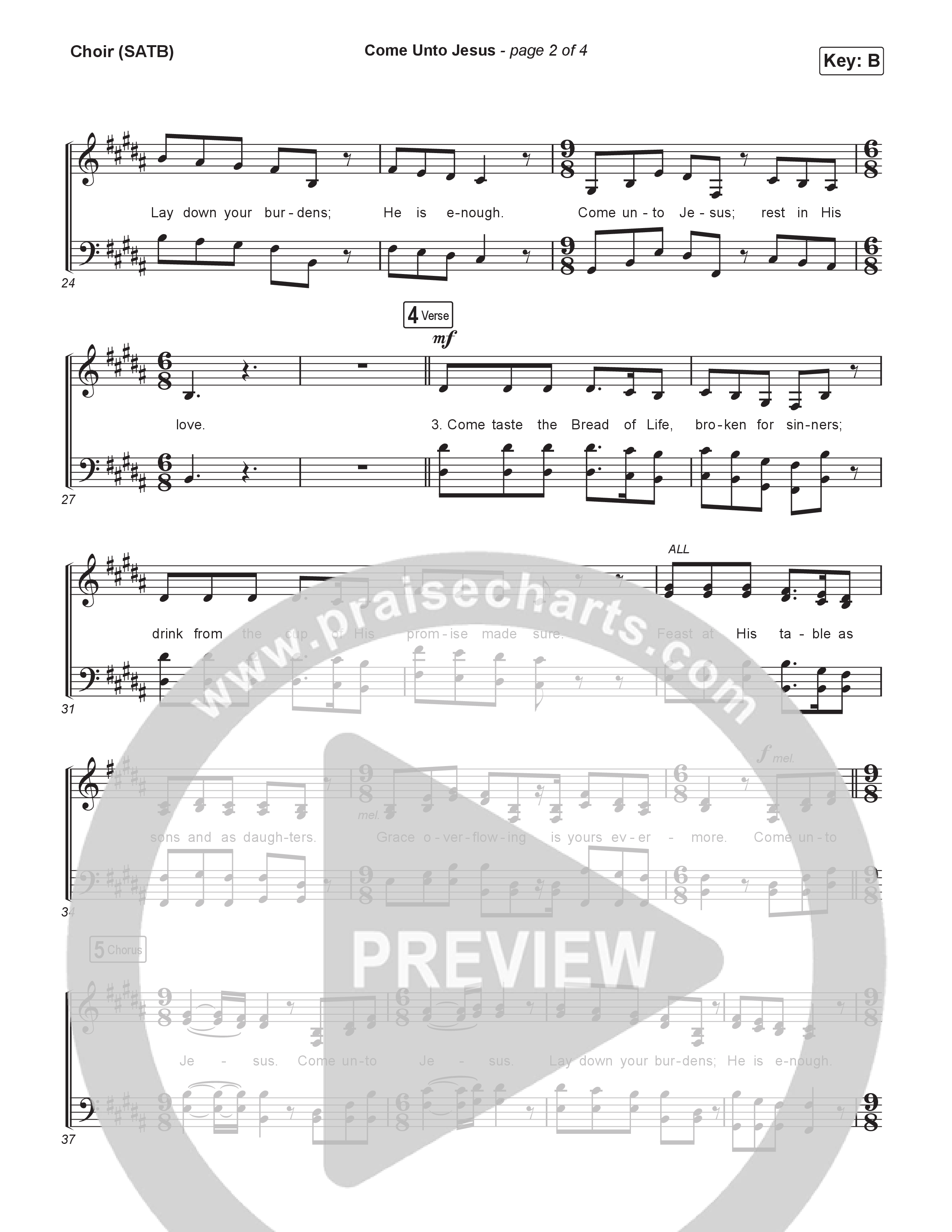Come Unto Jesus Choir Sheet (SATB) (Laura Story)