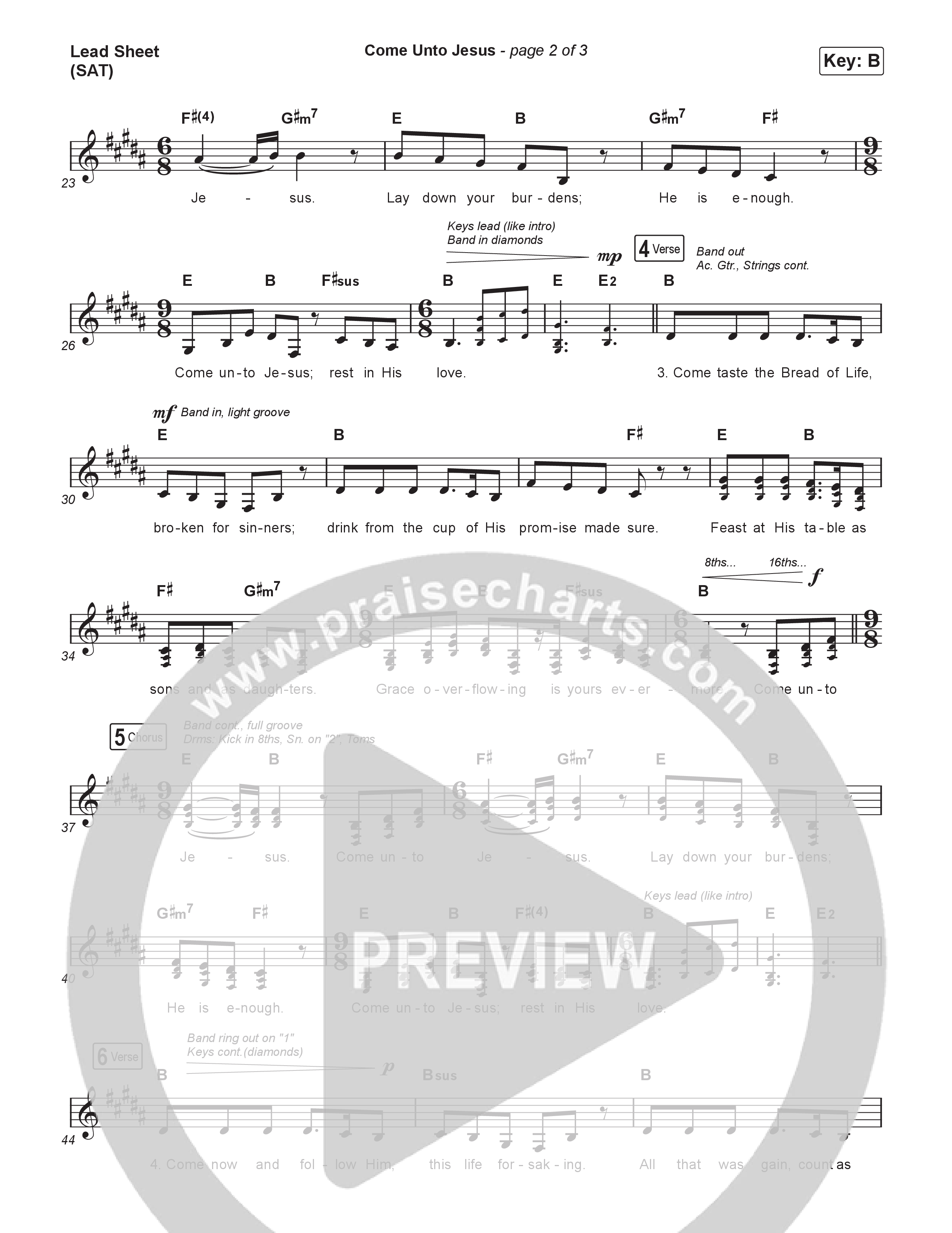 Come Unto Jesus Lead Sheet (SAT) (Laura Story)