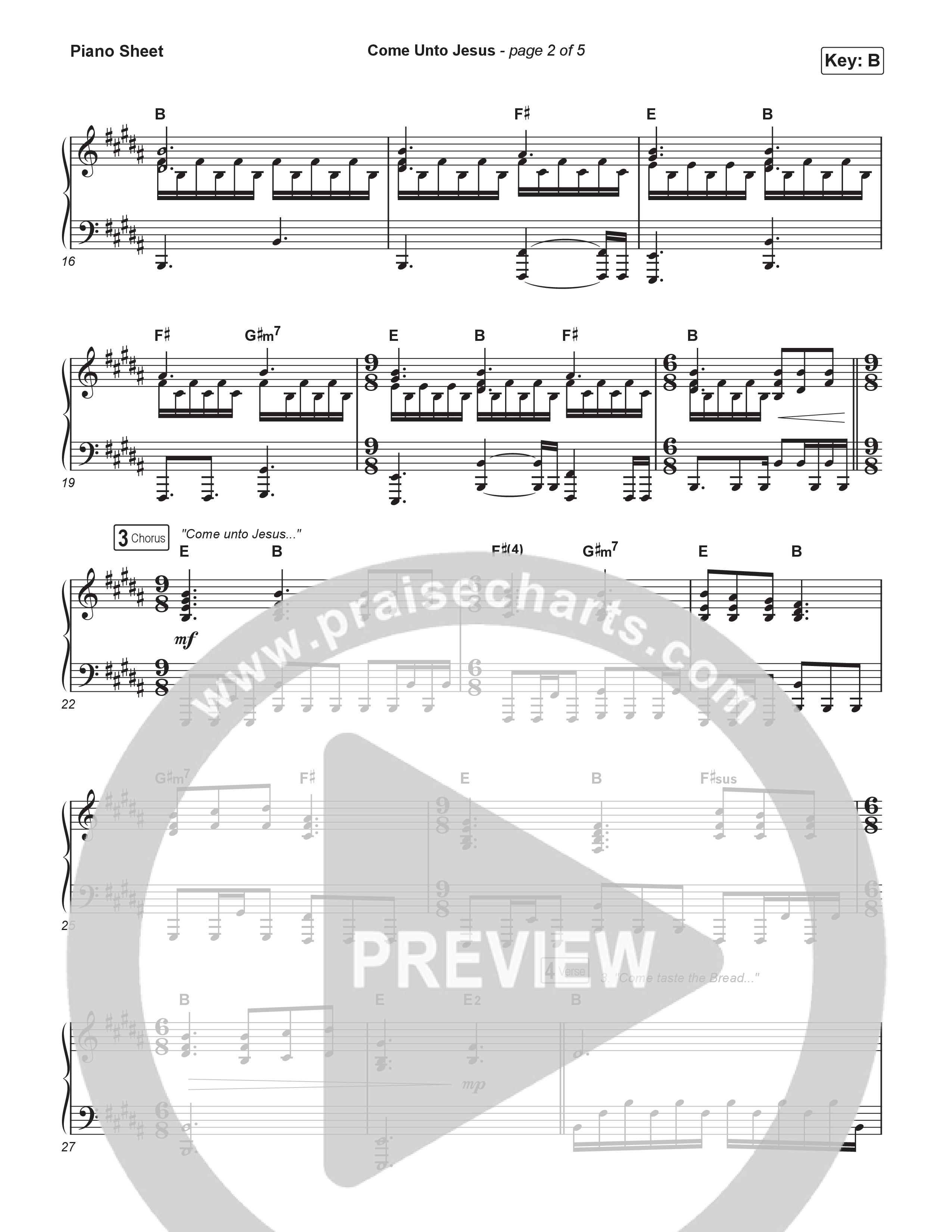 Come Unto Jesus Piano Sheet (Laura Story)
