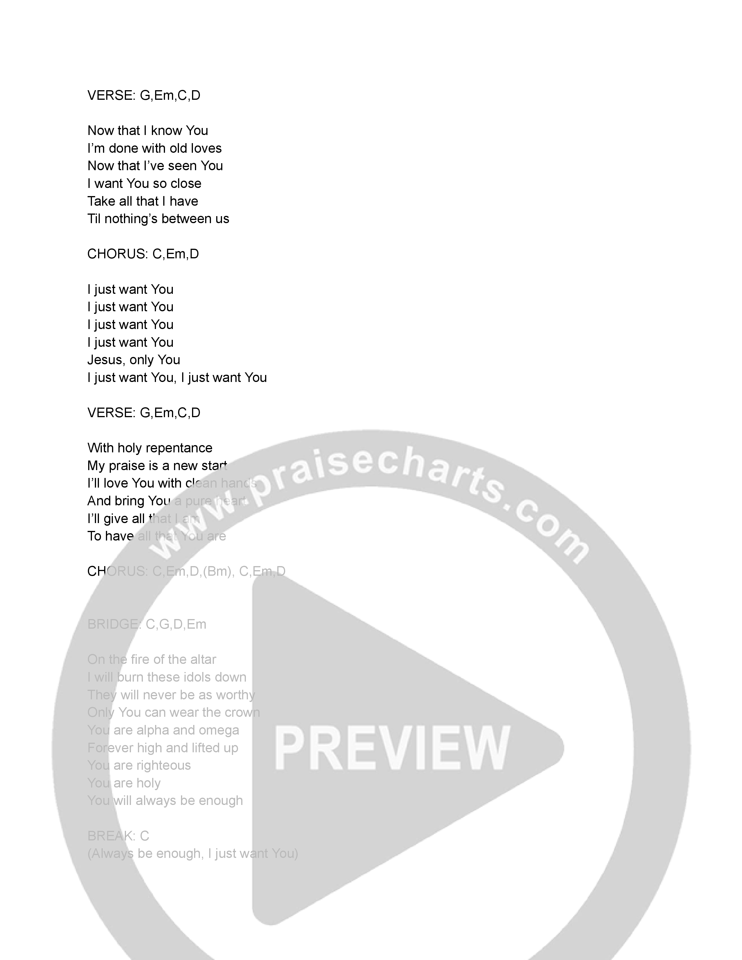 I Just Want You (Acoustic) Chord Chart (FOUNT)