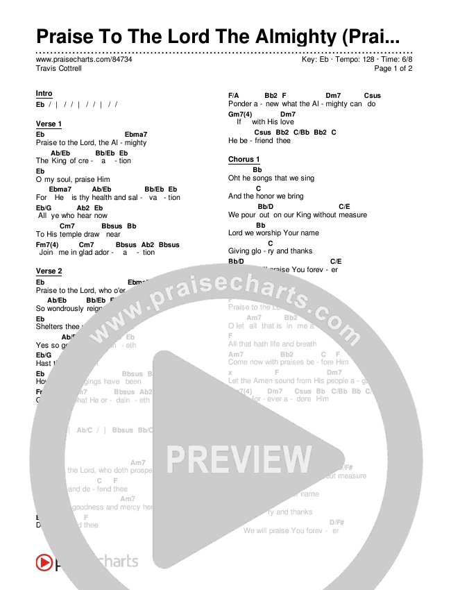 Praise To The Lord The Almighty (Praise You Forever) (Choral/SATB) Chords & Lyrics (Travis Cottrell / Arr. Mason Brown)