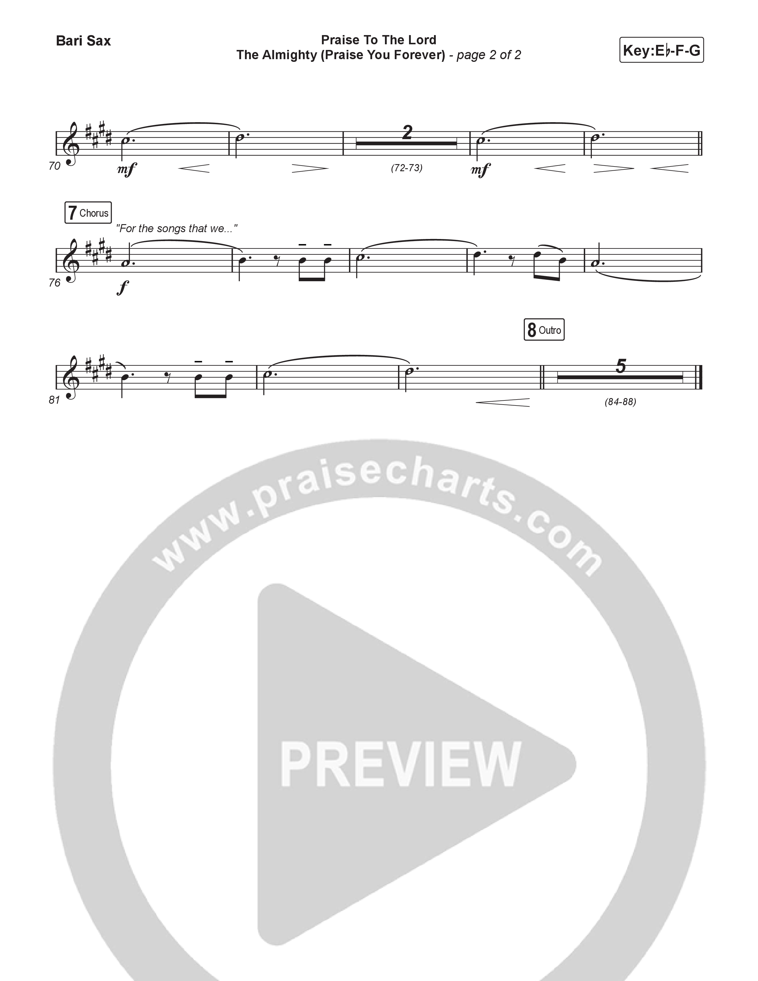 Praise To The Lord The Almighty (Praise You Forever) (Choral/SATB) Bari Sax (Travis Cottrell / Arr. Mason Brown)