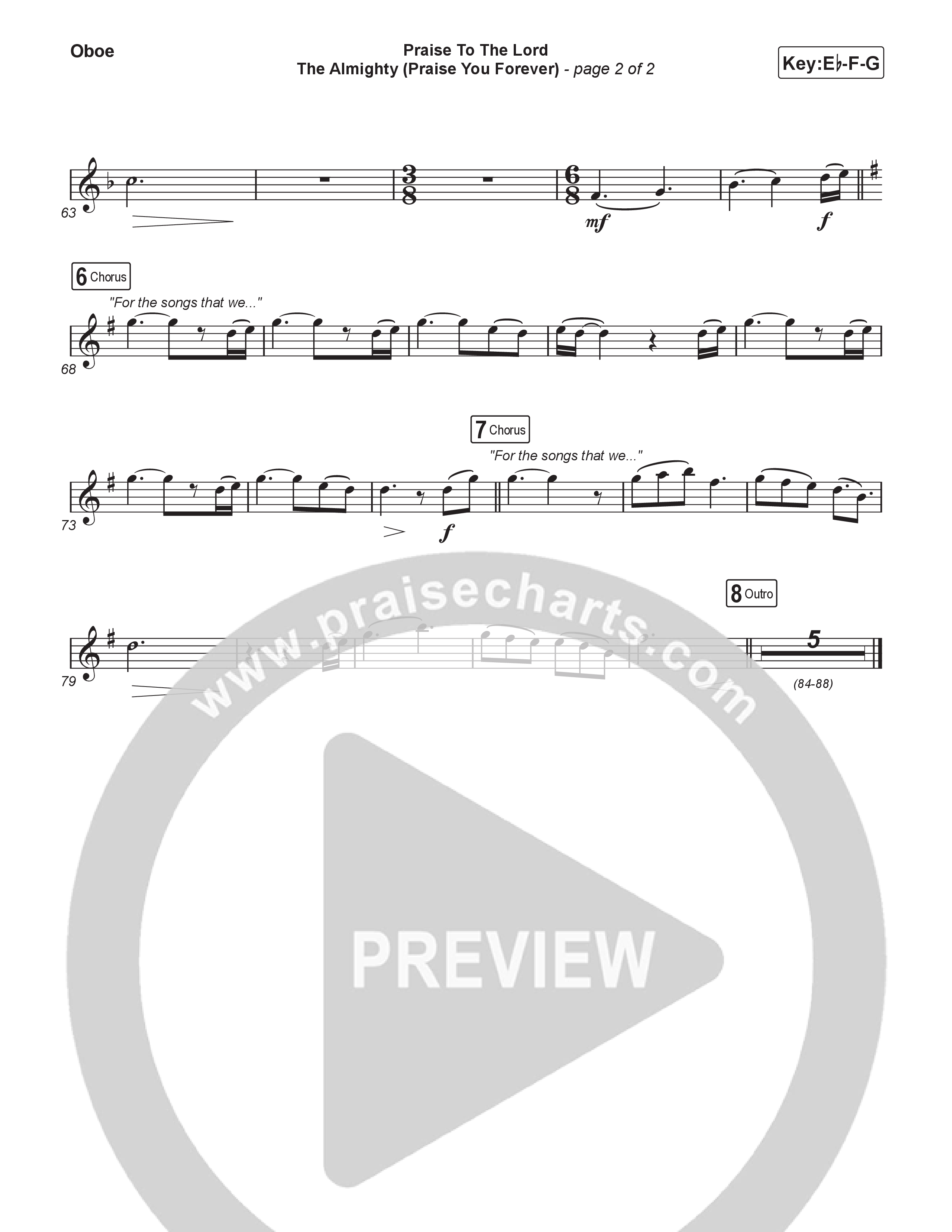 Praise To The Lord The Almighty (Praise You Forever) (Choral/SATB) Oboe (Travis Cottrell / Arr. Mason Brown)