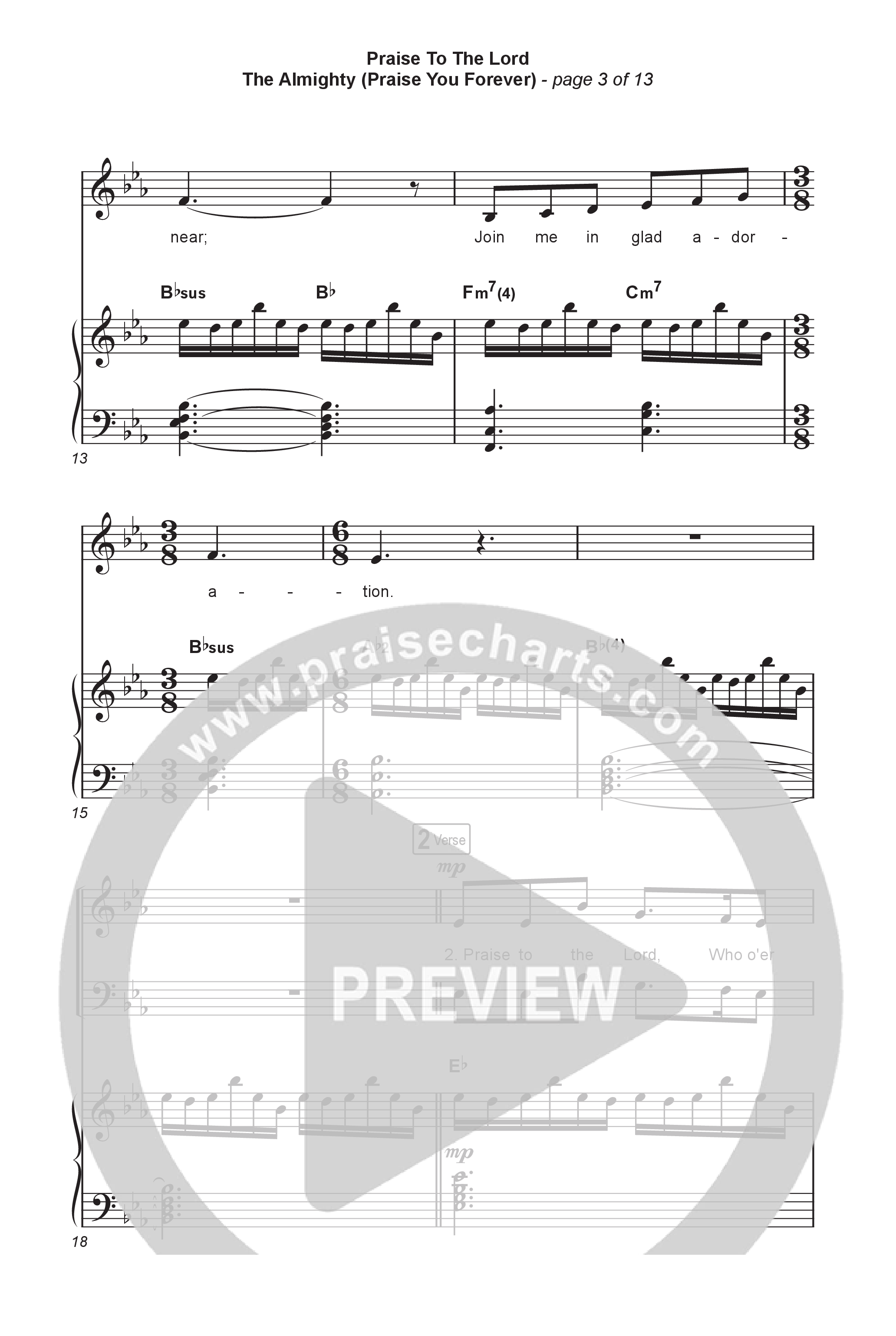 Praise To The Lord The Almighty (Praise You Forever) (Choral/SATB) Octavo (SATB & Pno) (Travis Cottrell / Arr. Mason Brown)