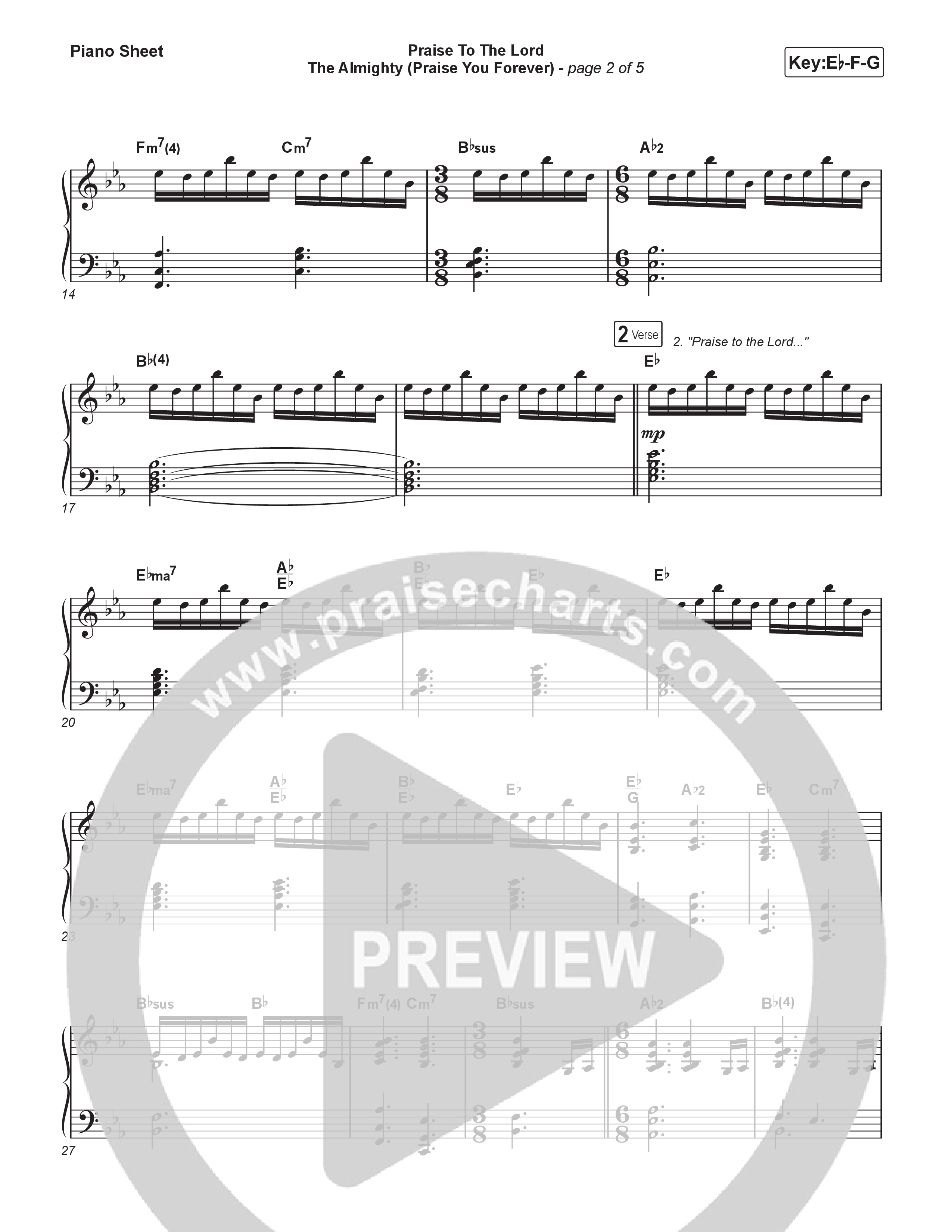 Praise To The Lord The Almighty (Praise You Forever) (Choral/SATB) Piano Sheet (Travis Cottrell / Arr. Mason Brown)