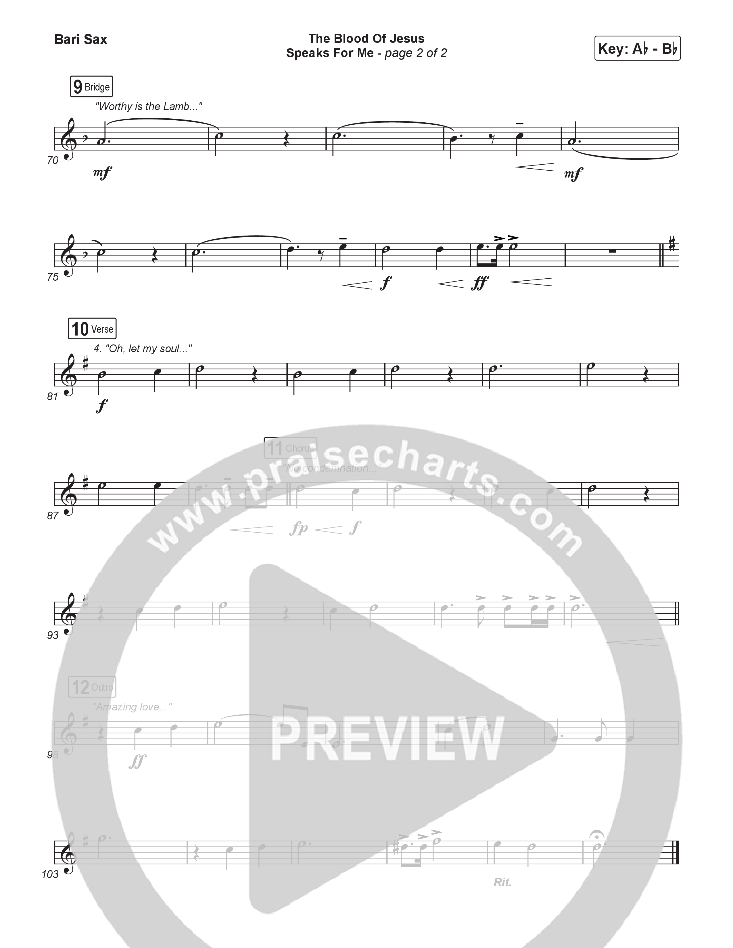 The Blood Of Jesus Speaks For Me (Choral/SATB) Bari Sax (Travis Cottrell / Brooke Voland / Arr. Mason Brown)