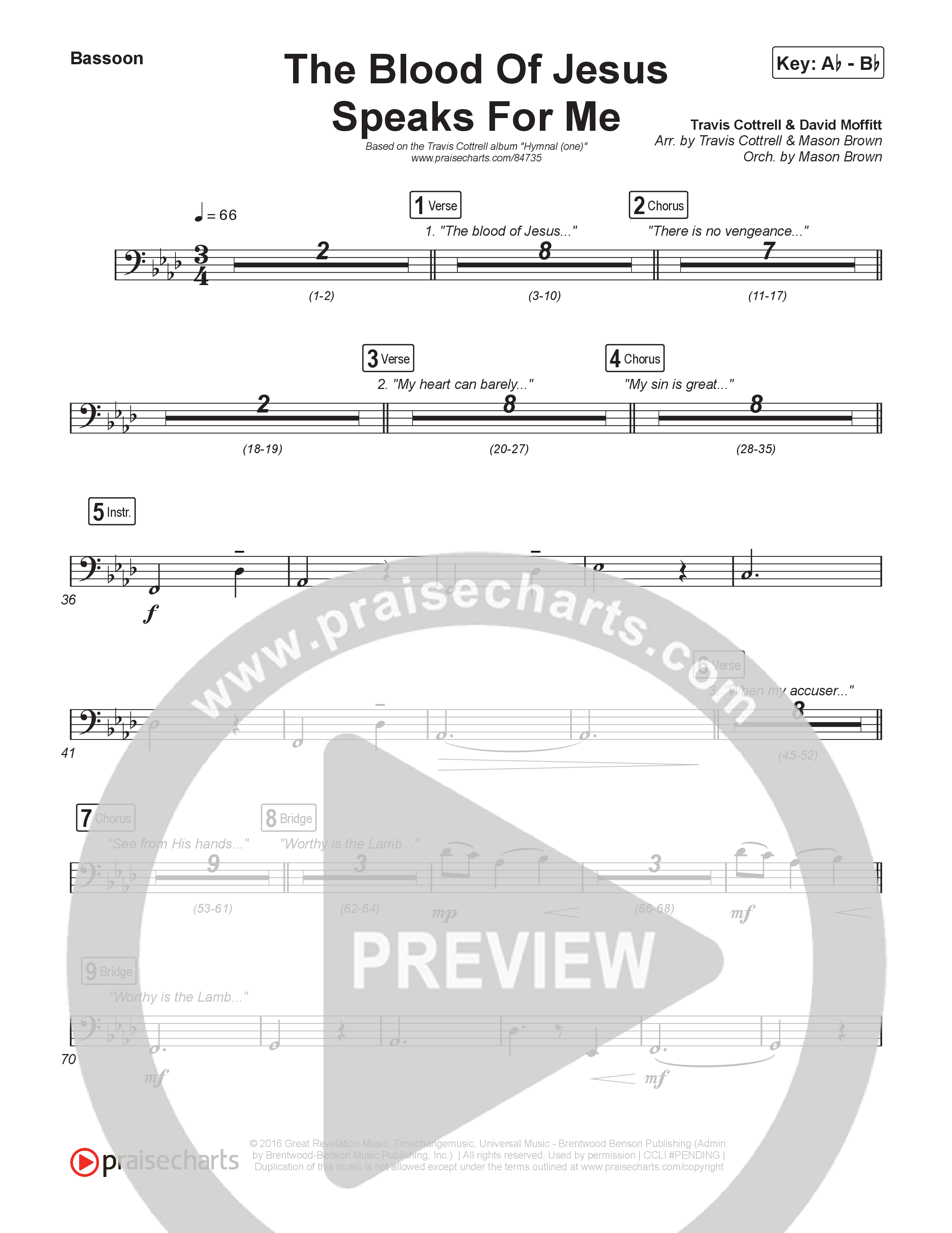 The Blood Of Jesus Speaks For Me (Choral/SATB) Bassoon (Travis Cottrell / Brooke Voland / Arr. Mason Brown)