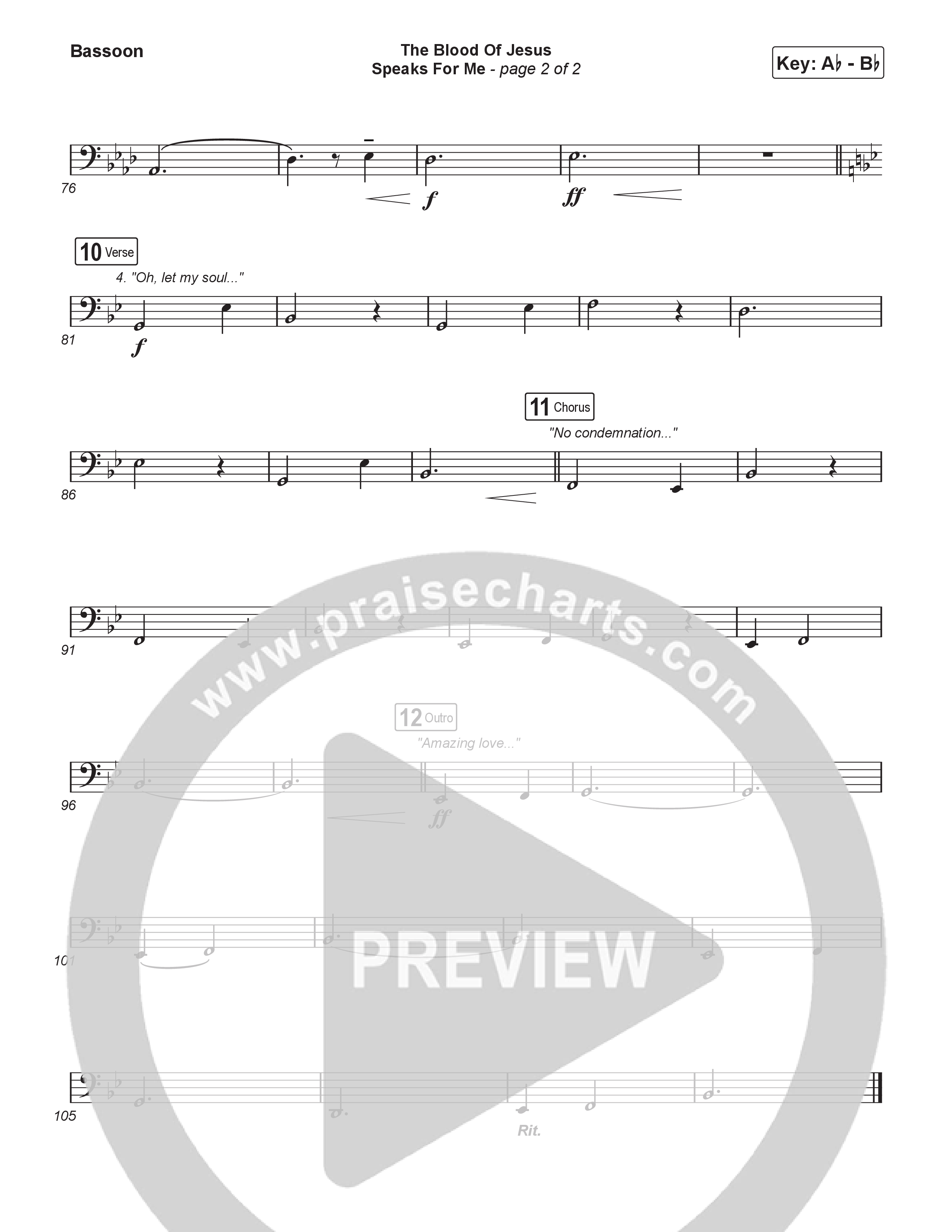 The Blood Of Jesus Speaks For Me (Choral/SATB) Bassoon (Travis Cottrell / Brooke Voland / Arr. Mason Brown)