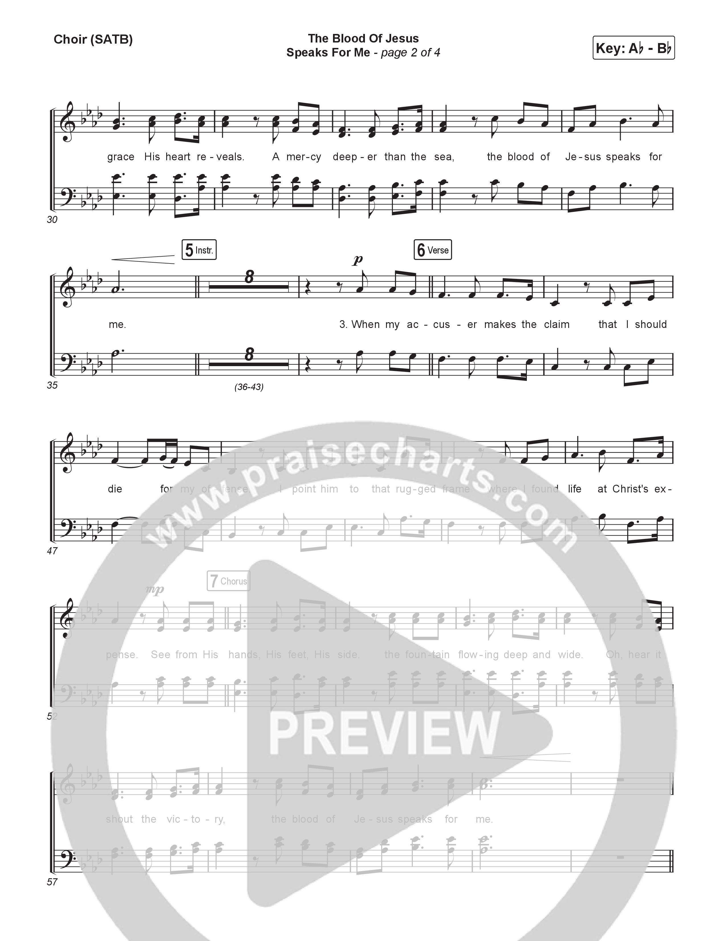 The Blood Of Jesus Speaks For Me (Choral/SATB) Choir Sheet (SATB) (Travis Cottrell / Brooke Voland / Arr. Mason Brown)