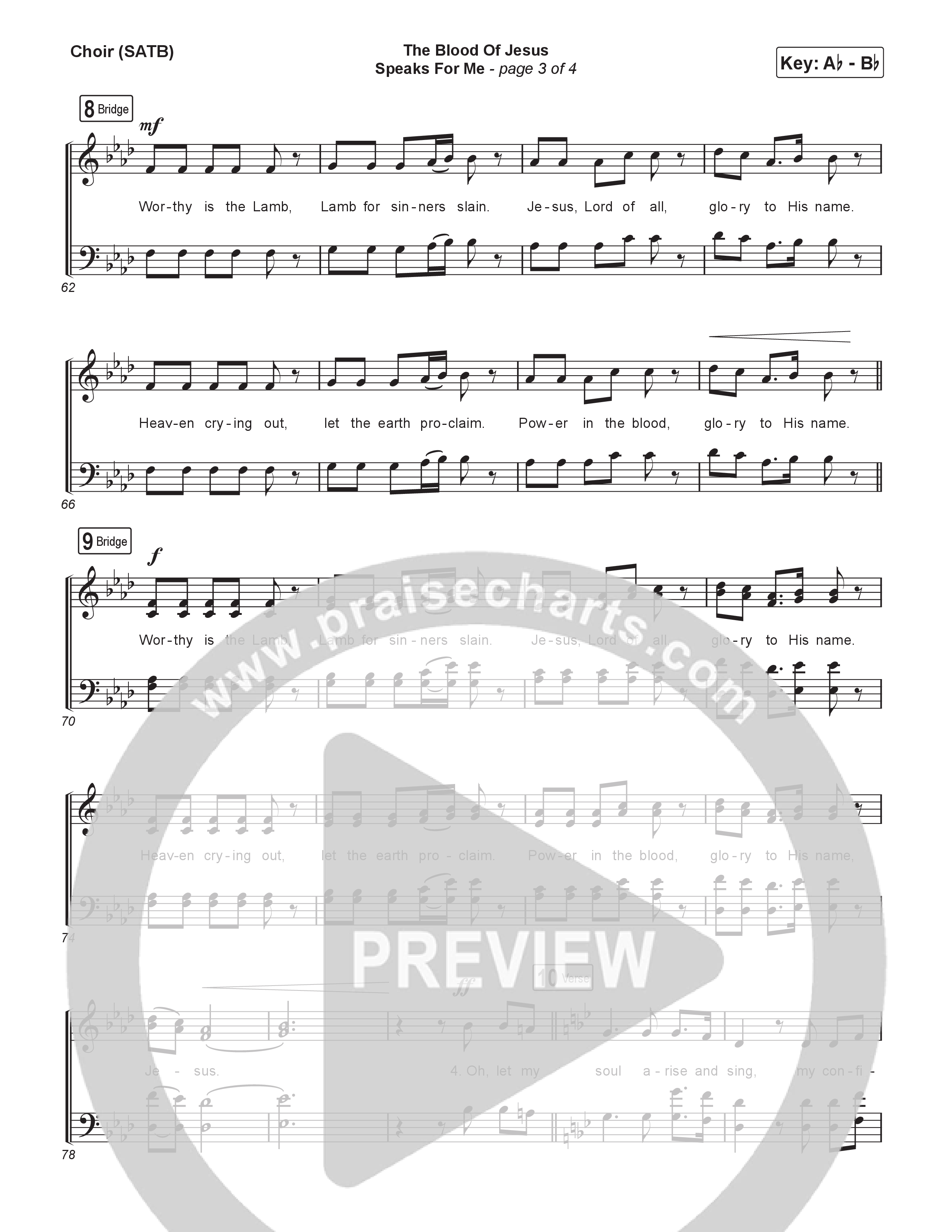 The Blood Of Jesus Speaks For Me (Choral/SATB) Choir Sheet (SATB) (Travis Cottrell / Brooke Voland / Arr. Mason Brown)