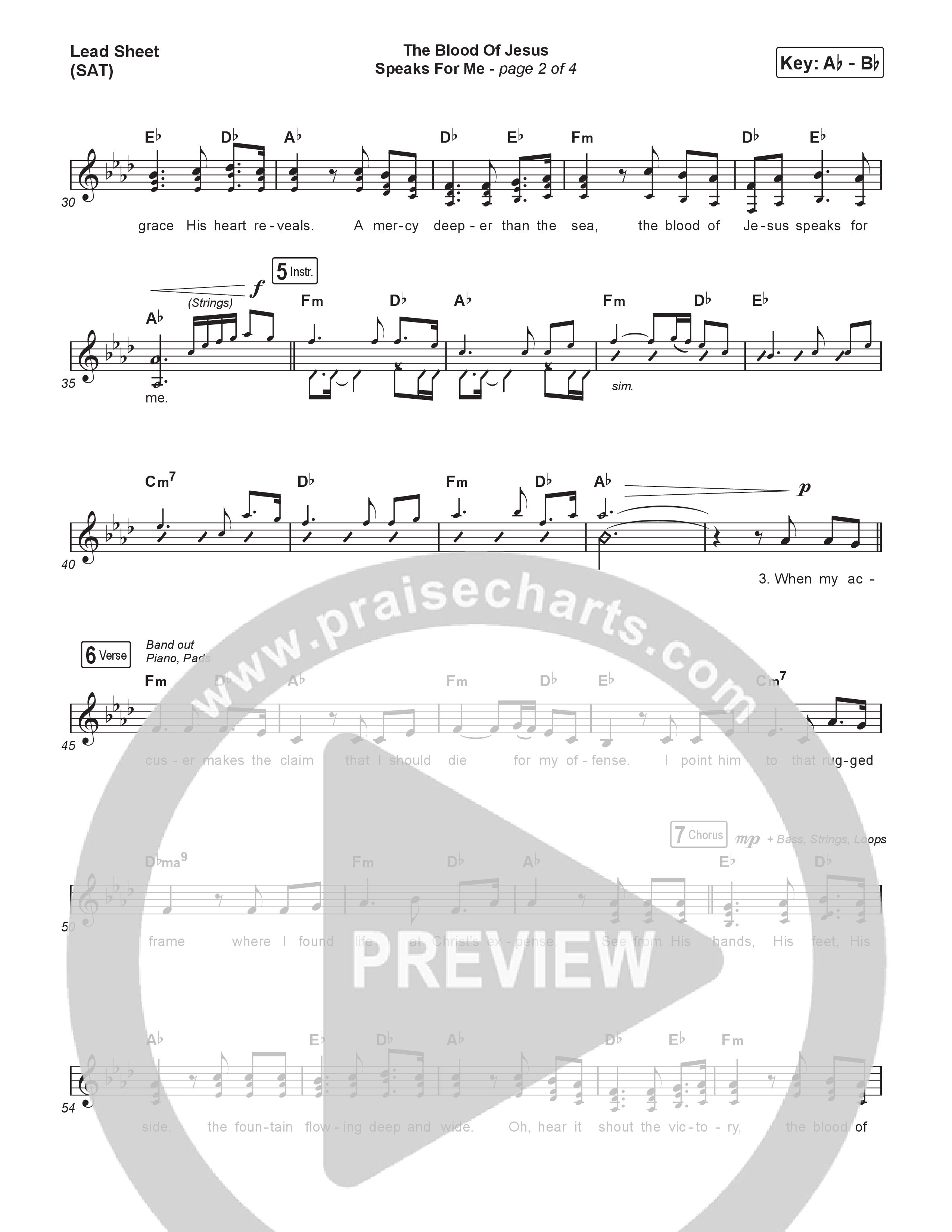 The Blood Of Jesus Speaks For Me (Choral/SATB) Lead Sheet (SAT) (Travis Cottrell / Brooke Voland / Arr. Mason Brown)
