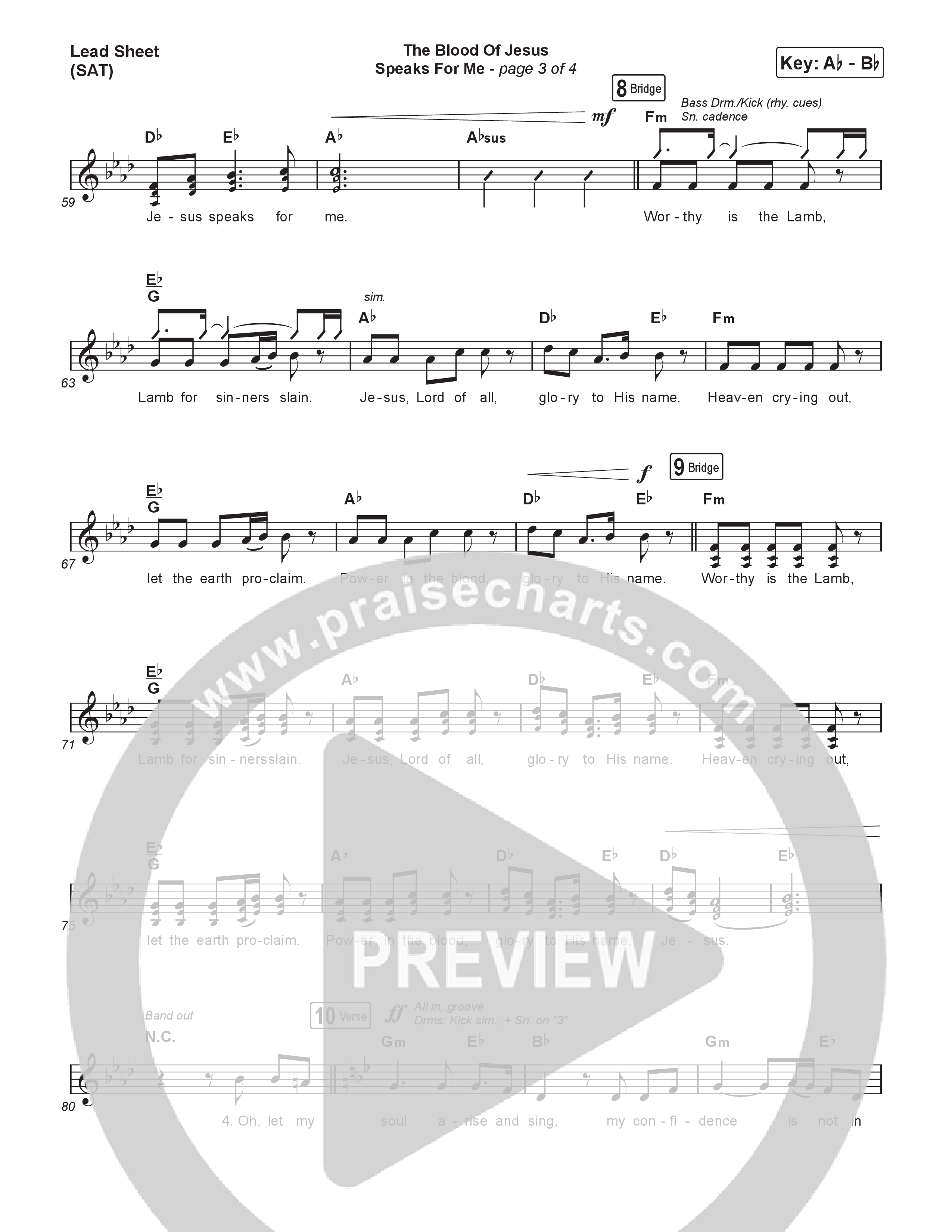 The Blood Of Jesus Speaks For Me (Choral/SATB) Lead Sheet (SAT) (Travis Cottrell / Brooke Voland / Arr. Mason Brown)