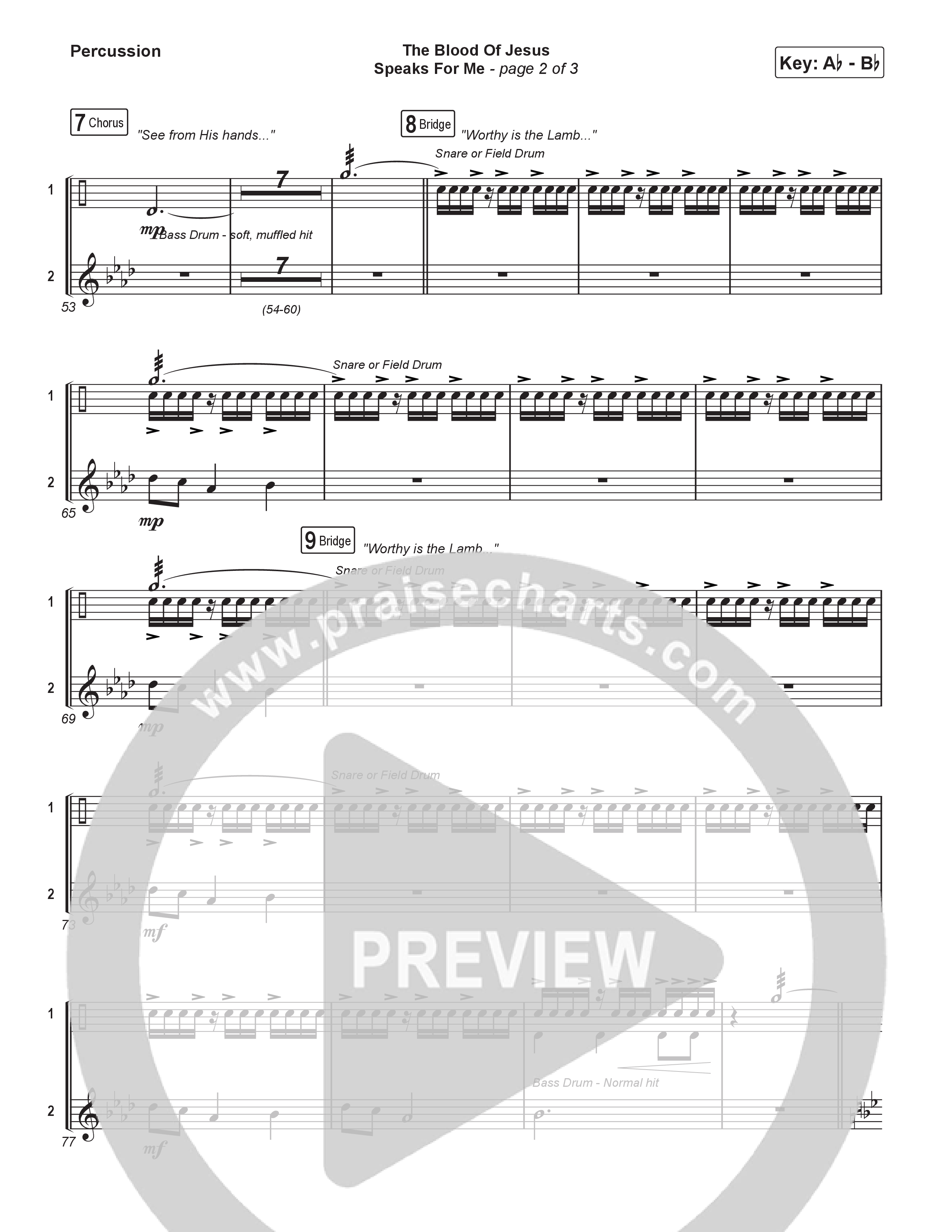 The Blood Of Jesus Speaks For Me (Choral/SATB) Percussion (Travis Cottrell / Brooke Voland / Arr. Mason Brown)