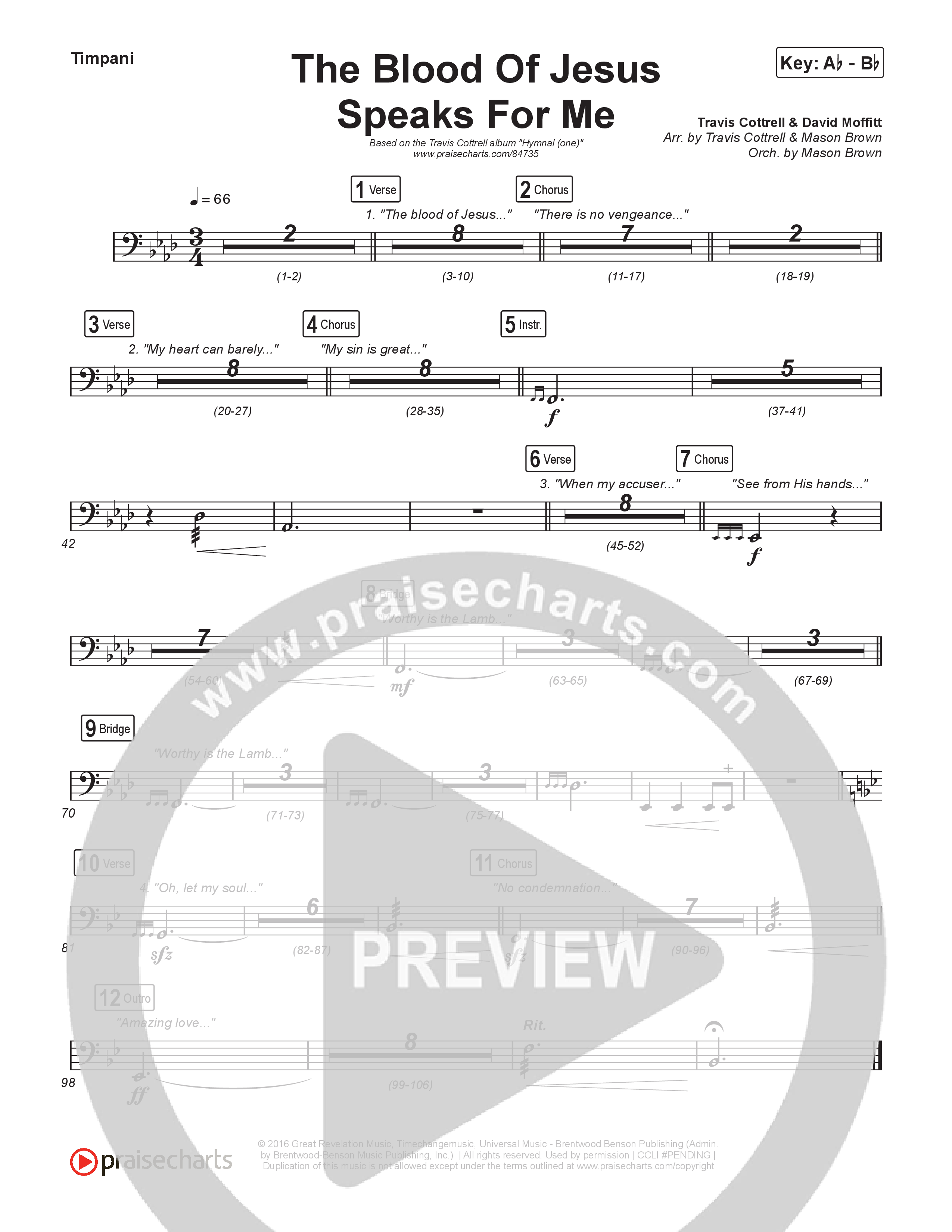 The Blood Of Jesus Speaks For Me (Choral/SATB) Timpani (Travis Cottrell / Brooke Voland / Arr. Mason Brown)