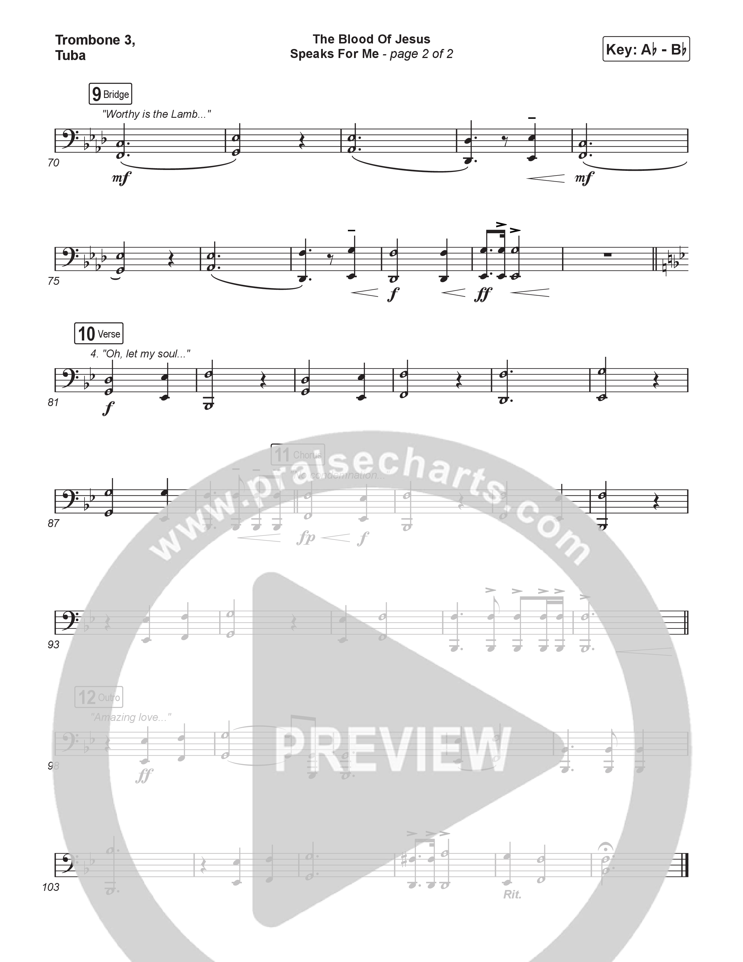 The Blood Of Jesus Speaks For Me (Choral/SATB) Trombone 3/Tuba (Travis Cottrell / Brooke Voland / Arr. Mason Brown)