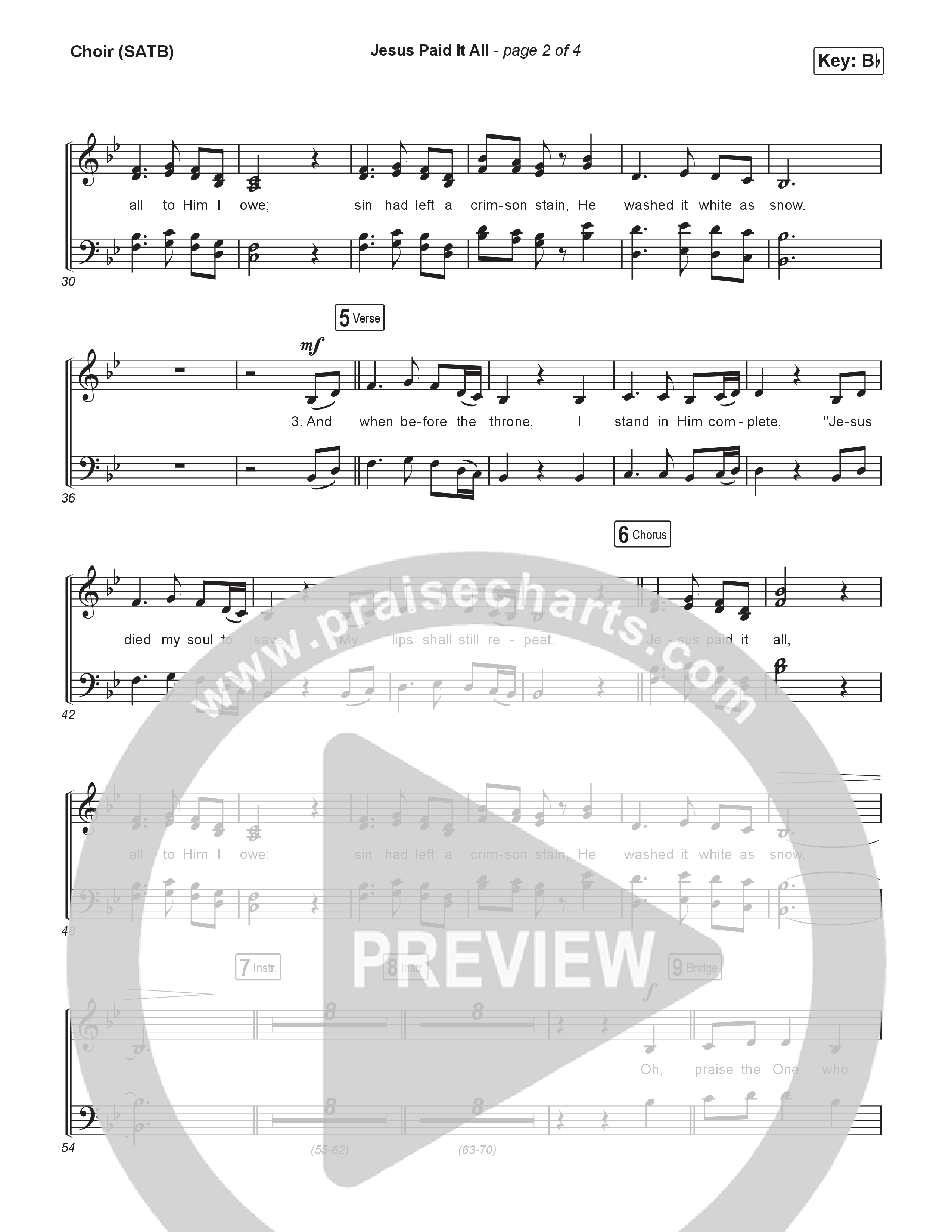 Jesus Paid It All (Choral/SATB) Choir Sheet (SATB) (Travis Cottrell / Arr. Mason Brown)