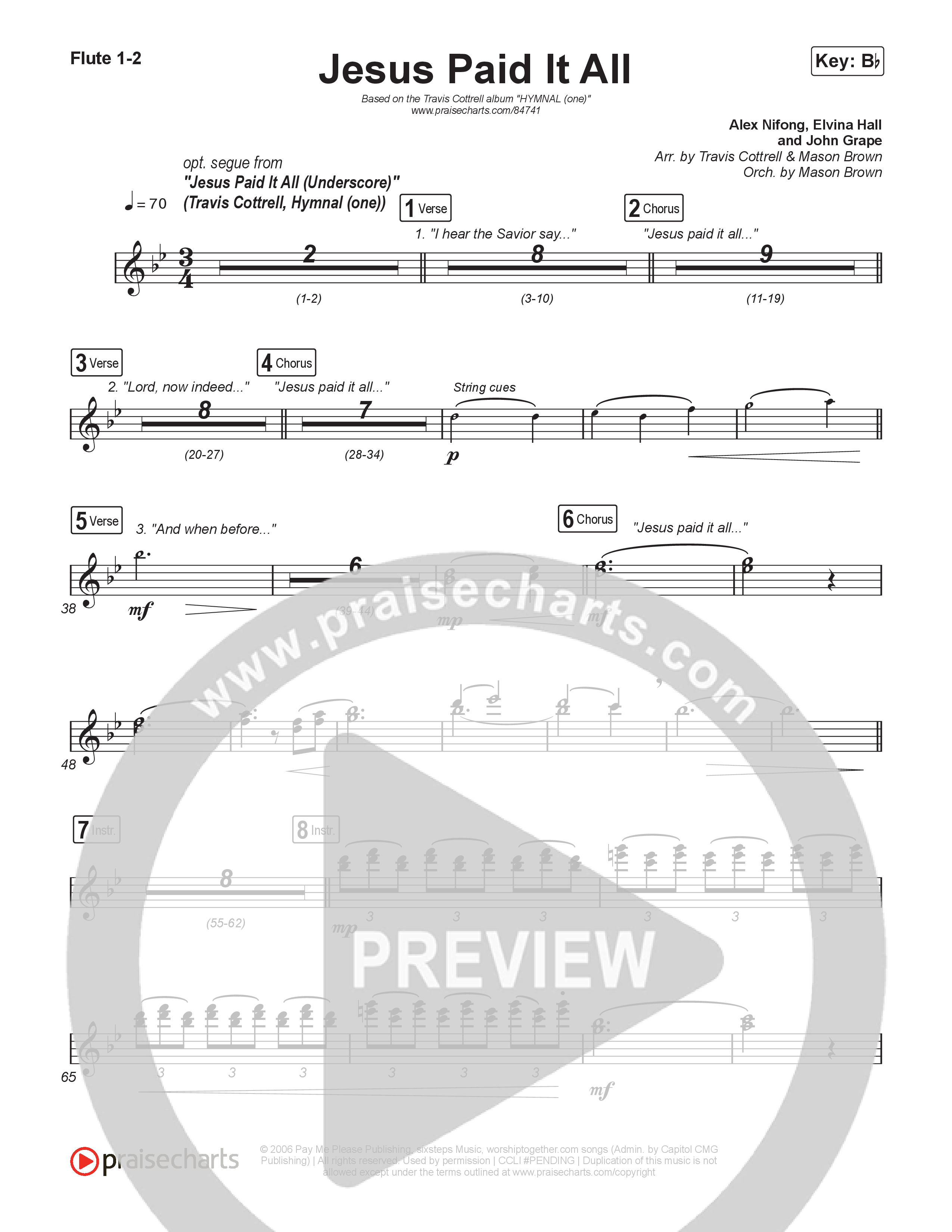 Jesus Paid It All (Choral/SATB) Wind Pack (Travis Cottrell / Arr. Mason Brown)