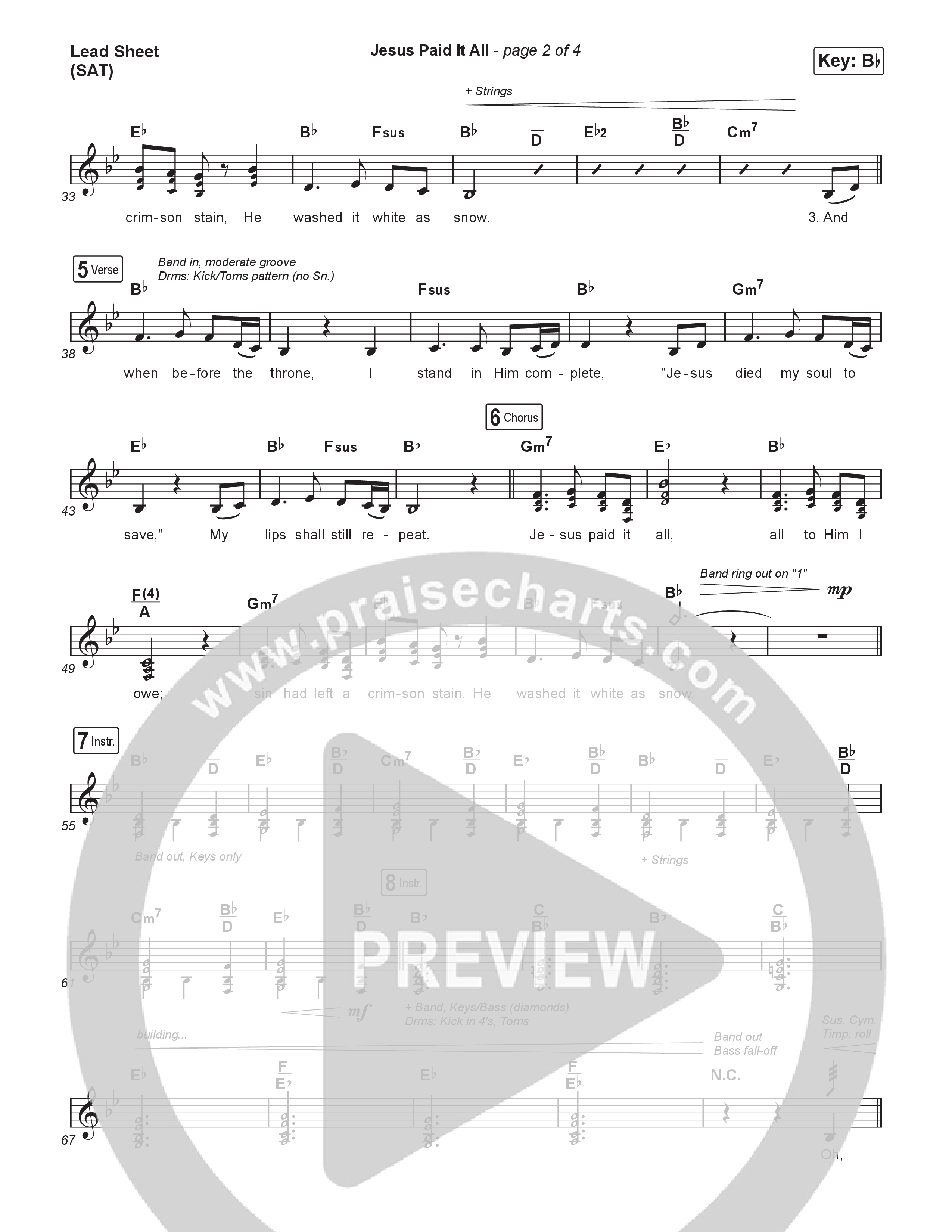 Jesus Paid It All (Choral/SATB) Lead Sheet (SAT) (Travis Cottrell / Arr. Mason Brown)