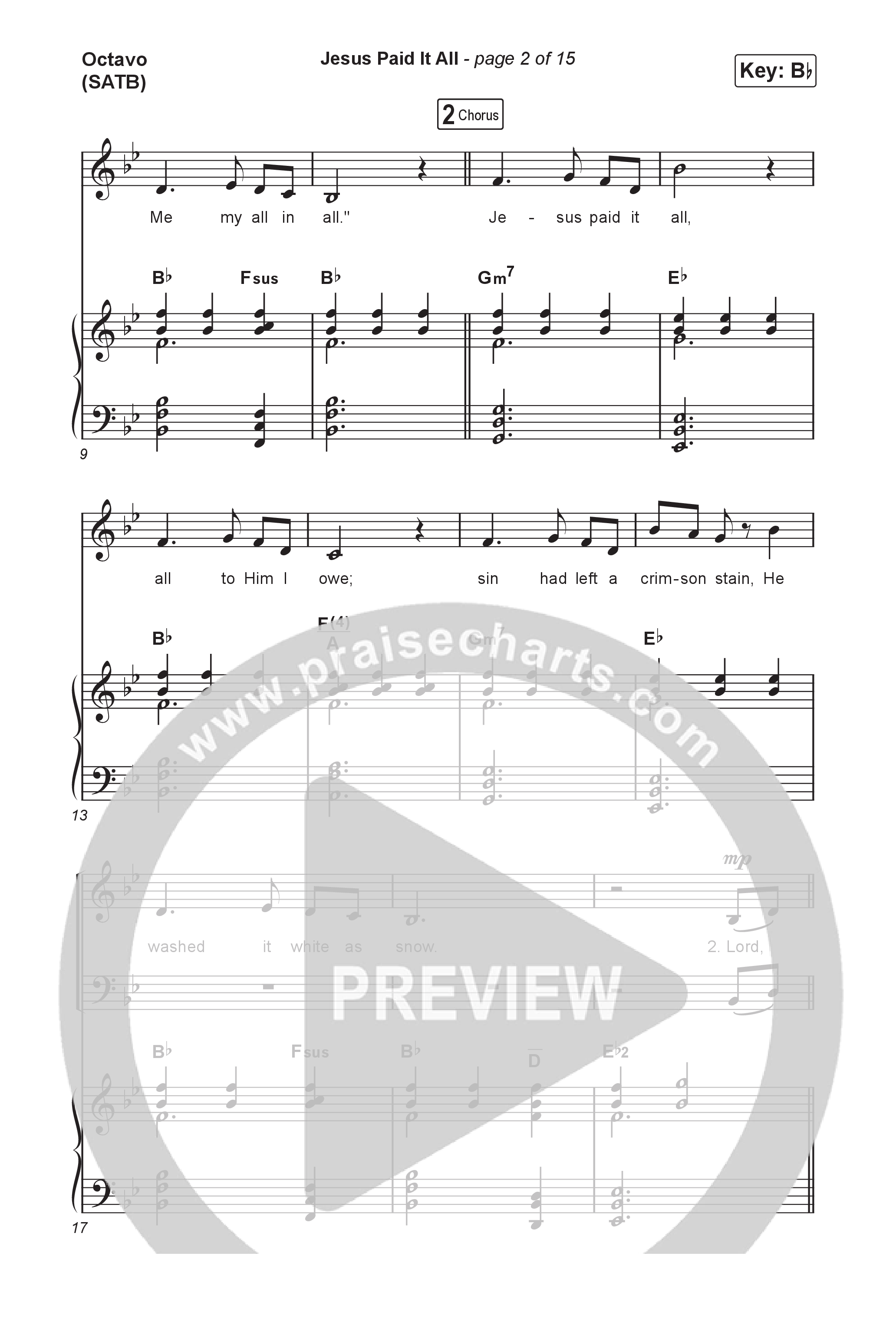 Jesus Paid It All (Choral/SATB) Octavo (SATB & Pno) (Travis Cottrell / Arr. Mason Brown)