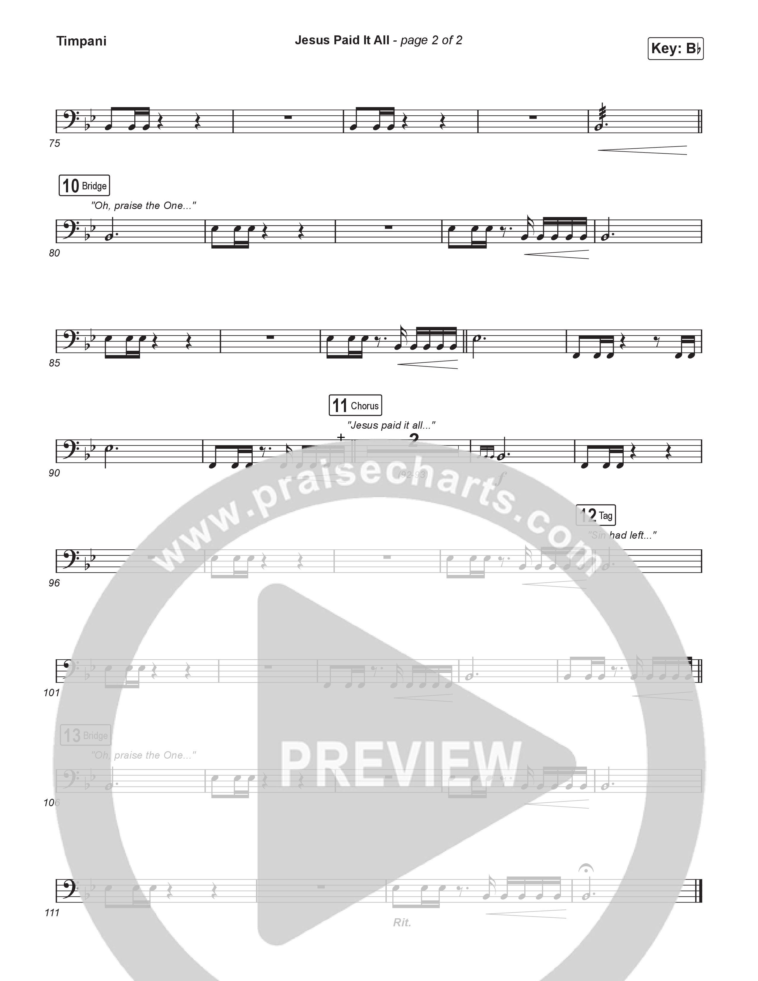 Jesus Paid It All (Choral/SATB) Timpani (Travis Cottrell / Arr. Mason Brown)