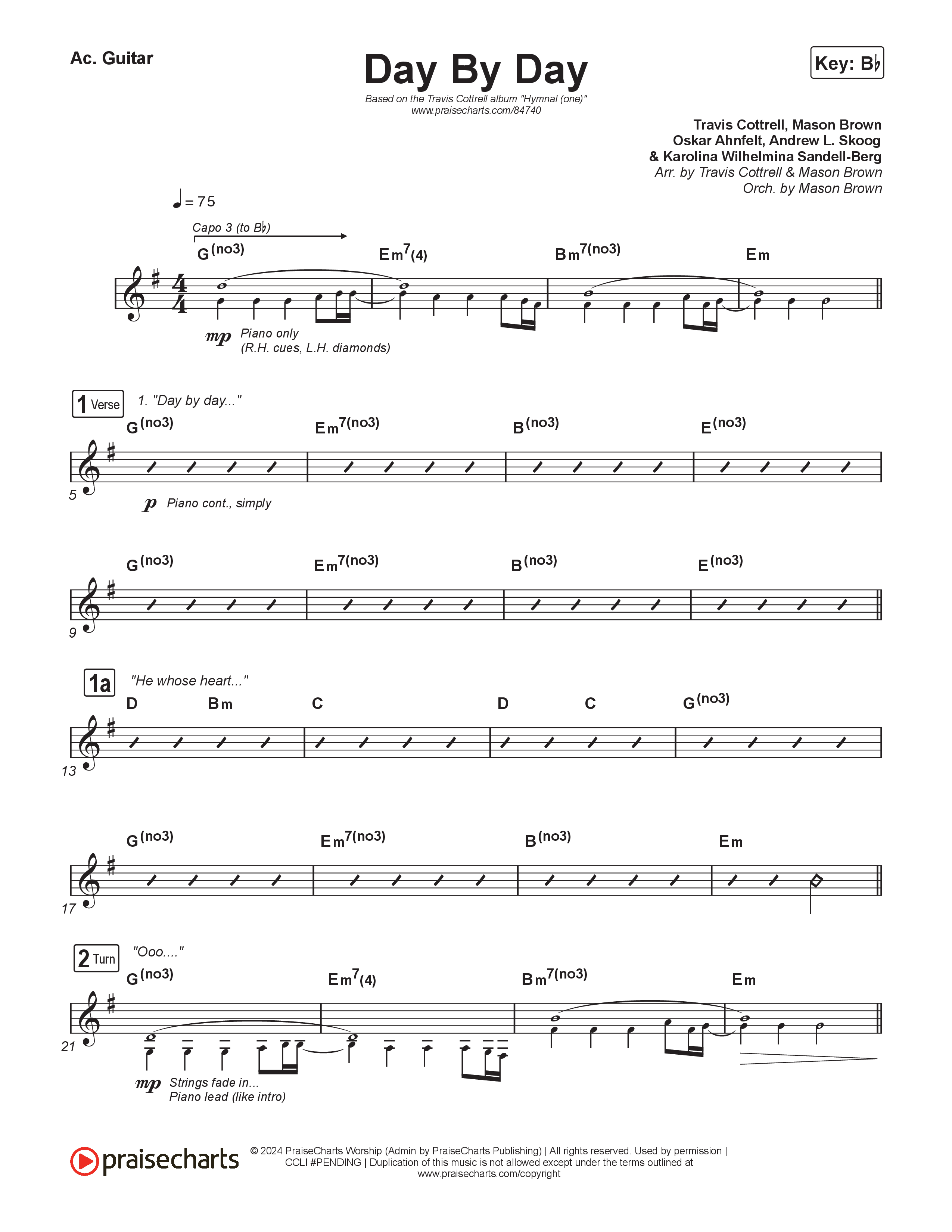 Day By Day (Choral/SATB) Acoustic Guitar (Travis Cottrell / Lily Cottrell / Arr. Mason Brown)