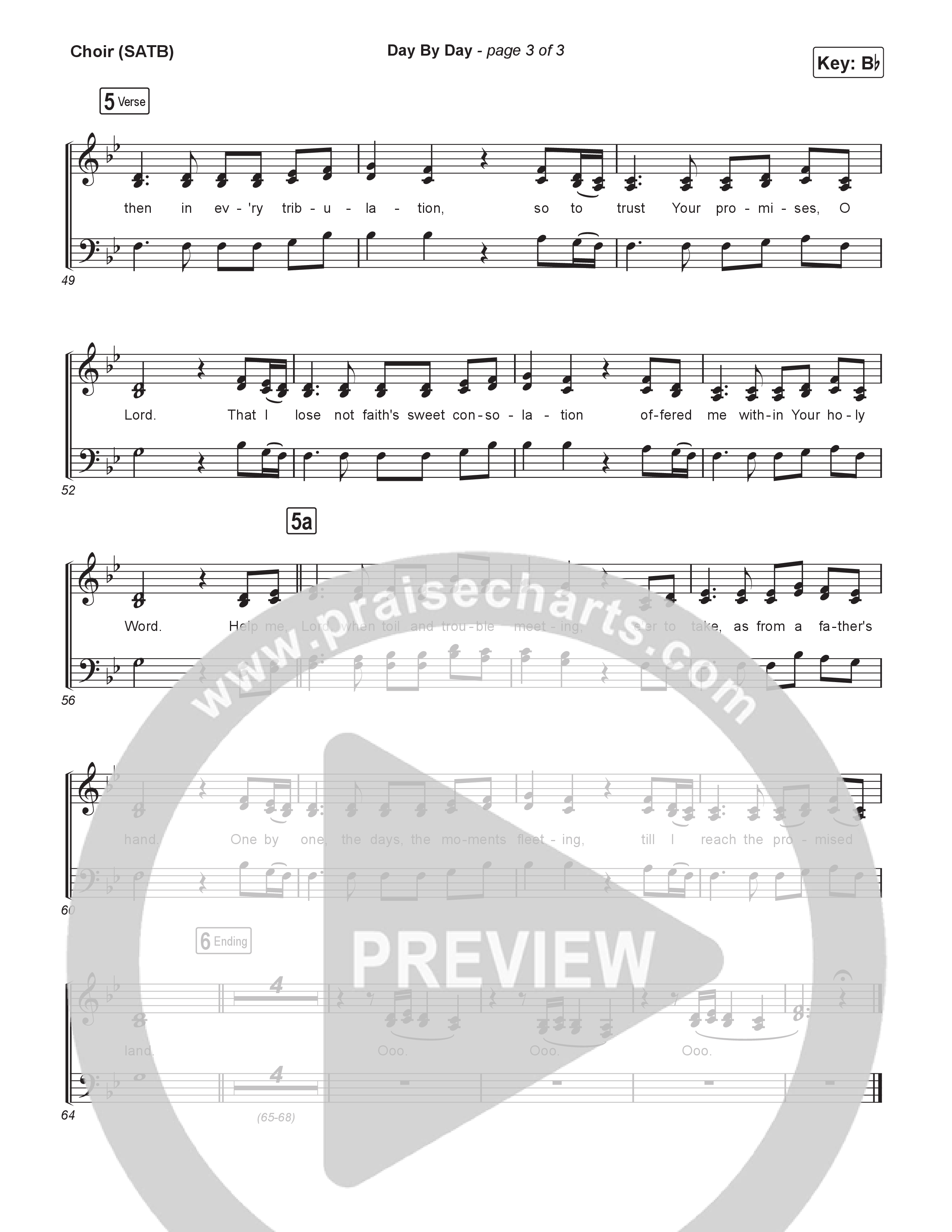 Day By Day (Choral/SATB) Choir Sheet (SATB) (Travis Cottrell / Lily Cottrell / Arr. Mason Brown)
