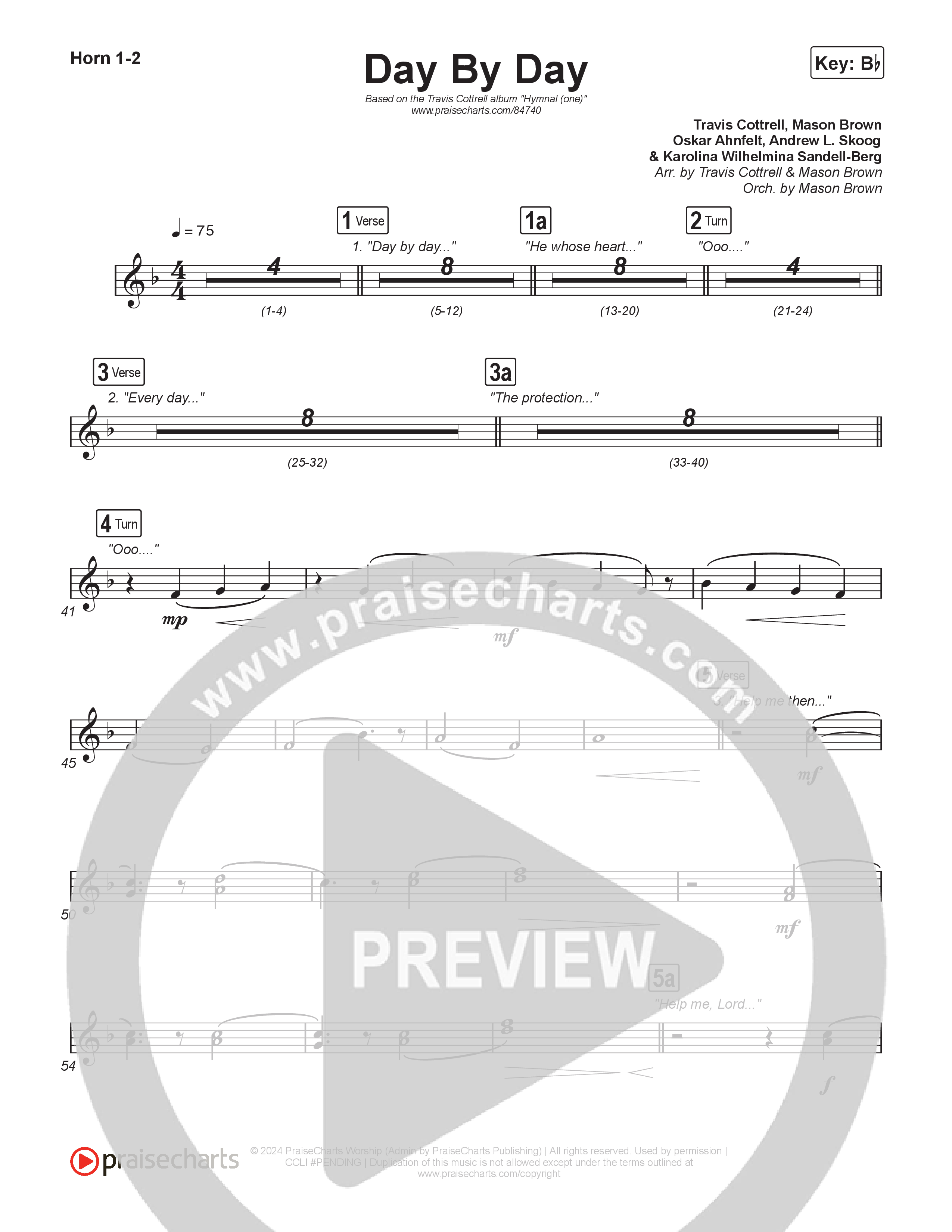 Day By Day (Choral/SATB) Brass Pack (Travis Cottrell / Lily Cottrell / Arr. Mason Brown)