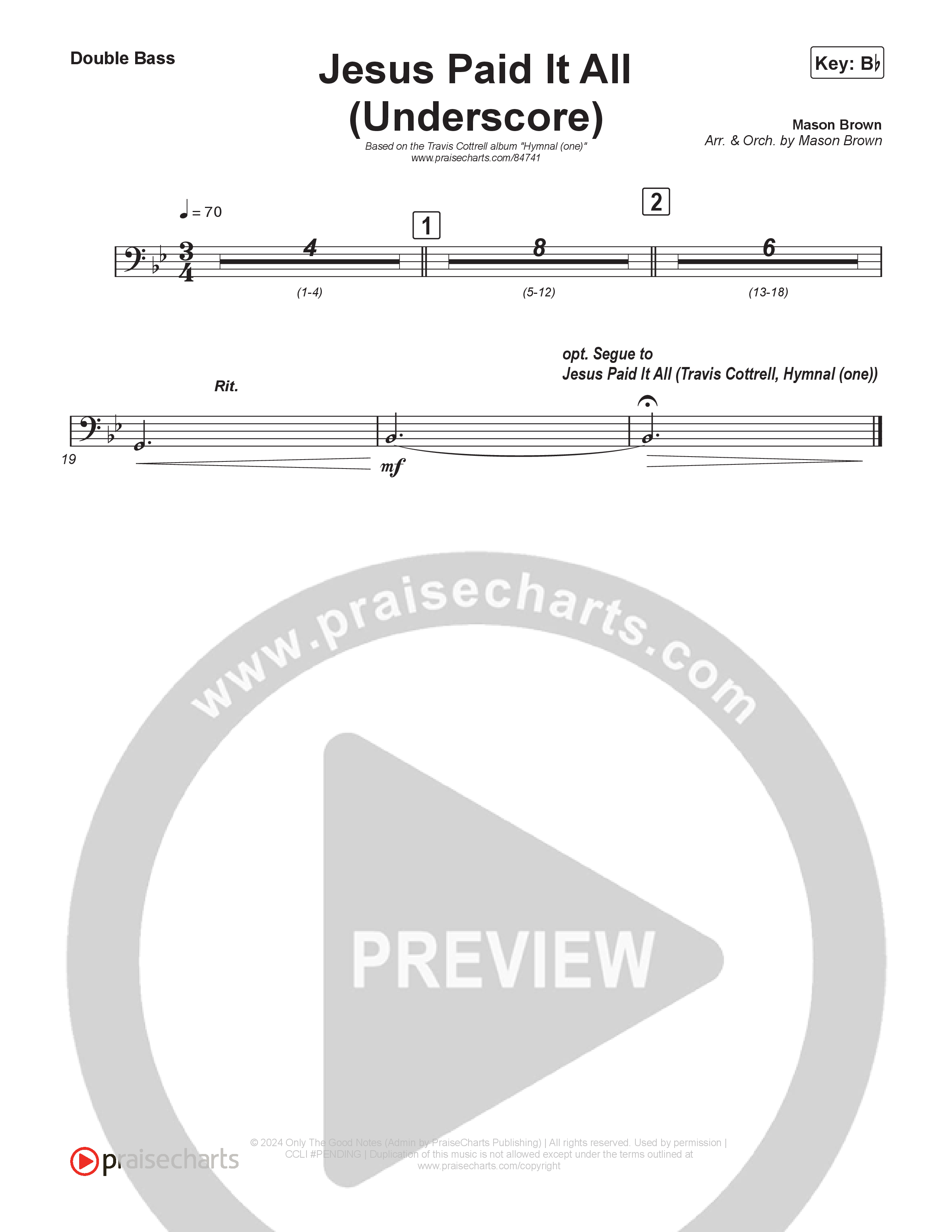 Jesus Paid It All (Underscore) String Bass (Mason Brown)