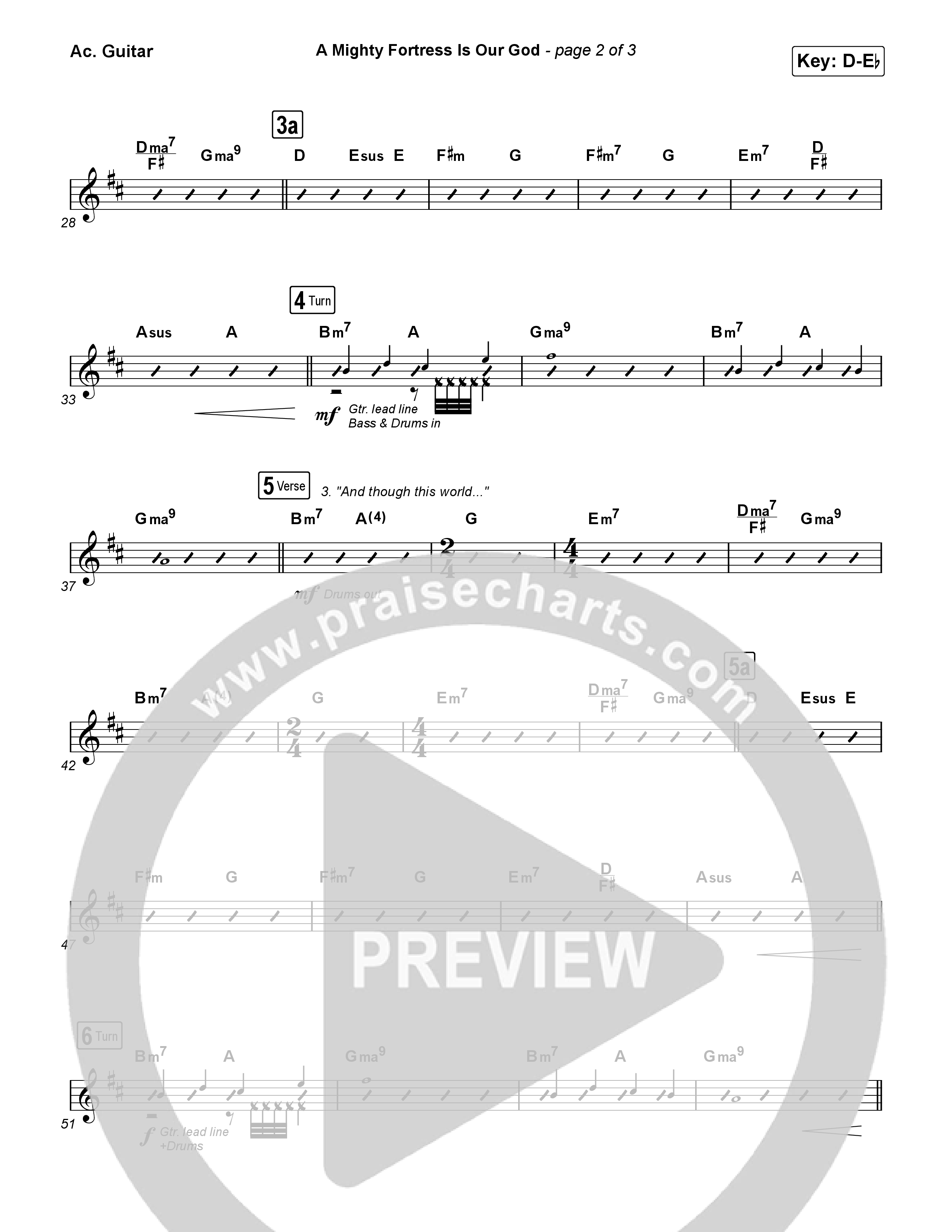 A Mighty Fortress Is Our God (Choral/SATB) Acoustic Guitar (Travis Cottrell / Arr. Mason Brown)