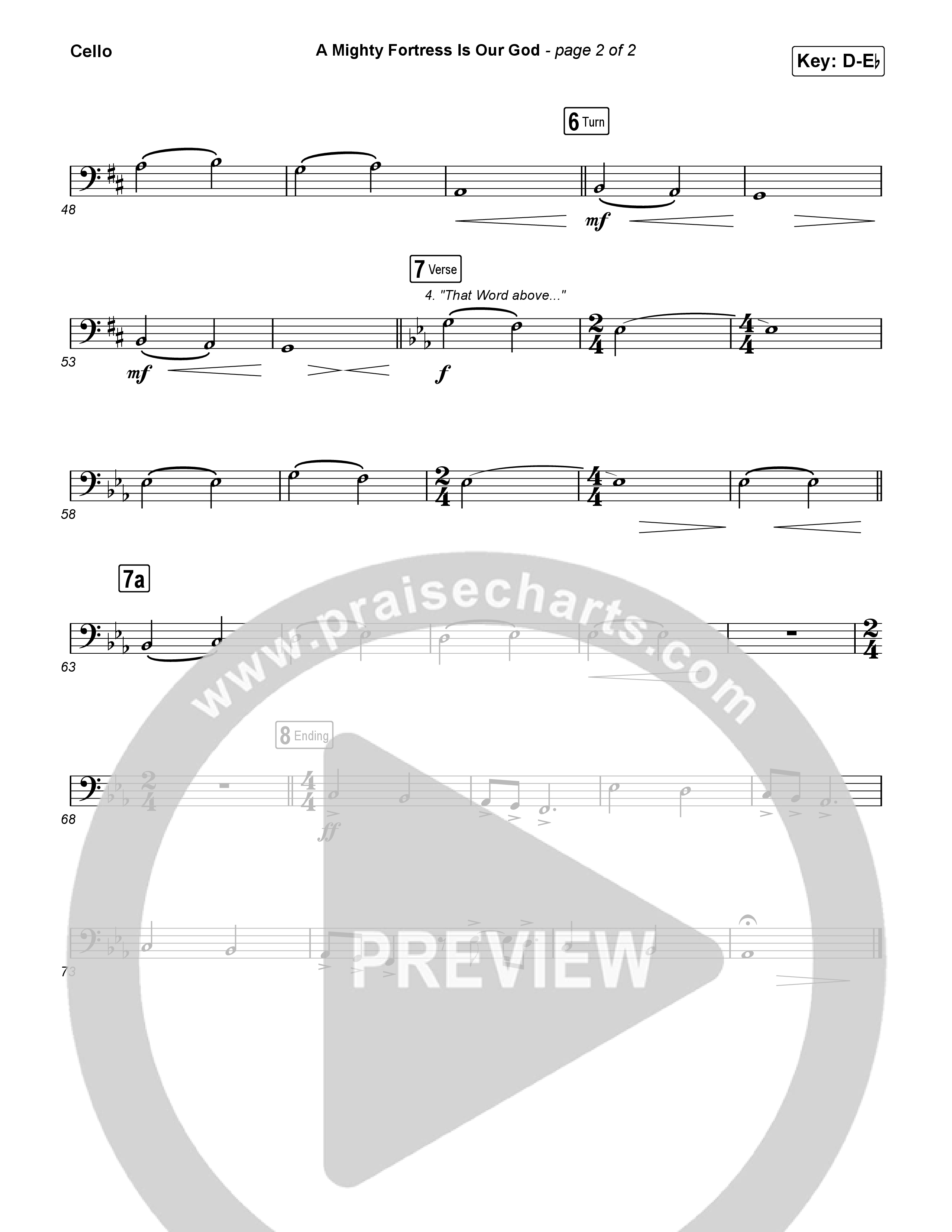 A Mighty Fortress Is Our God (Choral/SATB) Cello (Travis Cottrell / Arr. Mason Brown)