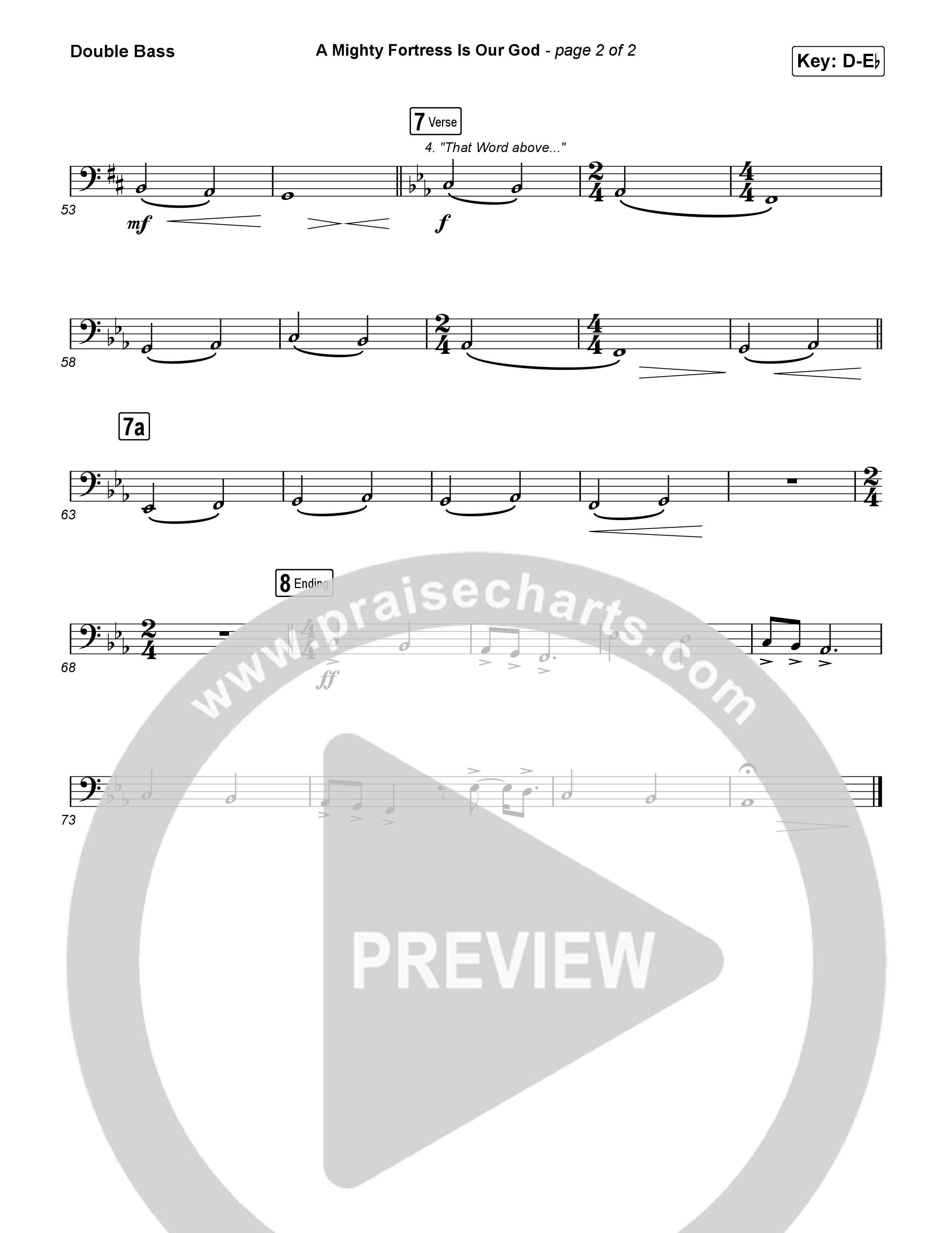 A Mighty Fortress Is Our God (Choral/SATB) String Bass (Travis Cottrell / Arr. Mason Brown)