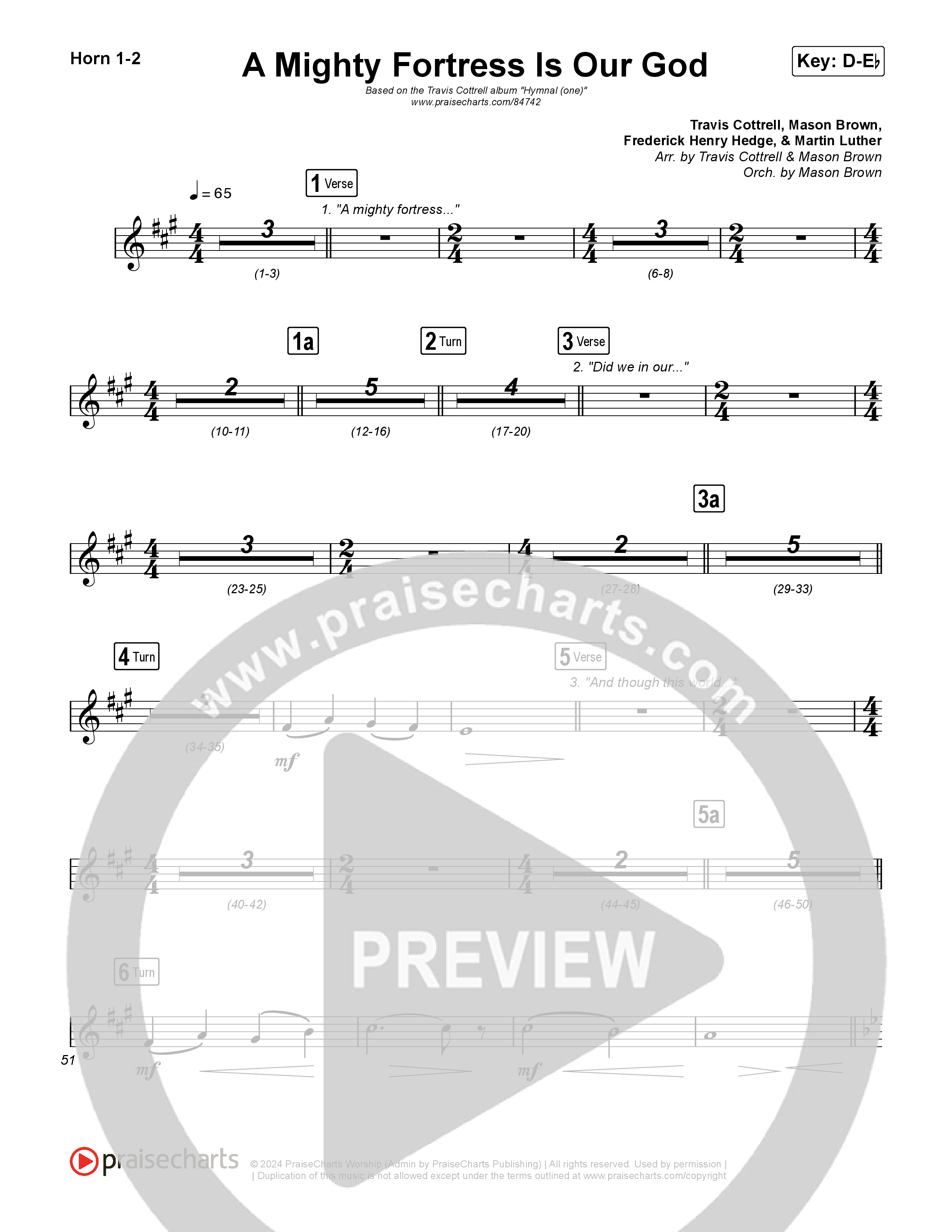 A Mighty Fortress Is Our God (Choral/SATB) Brass Pack (Travis Cottrell / Arr. Mason Brown)