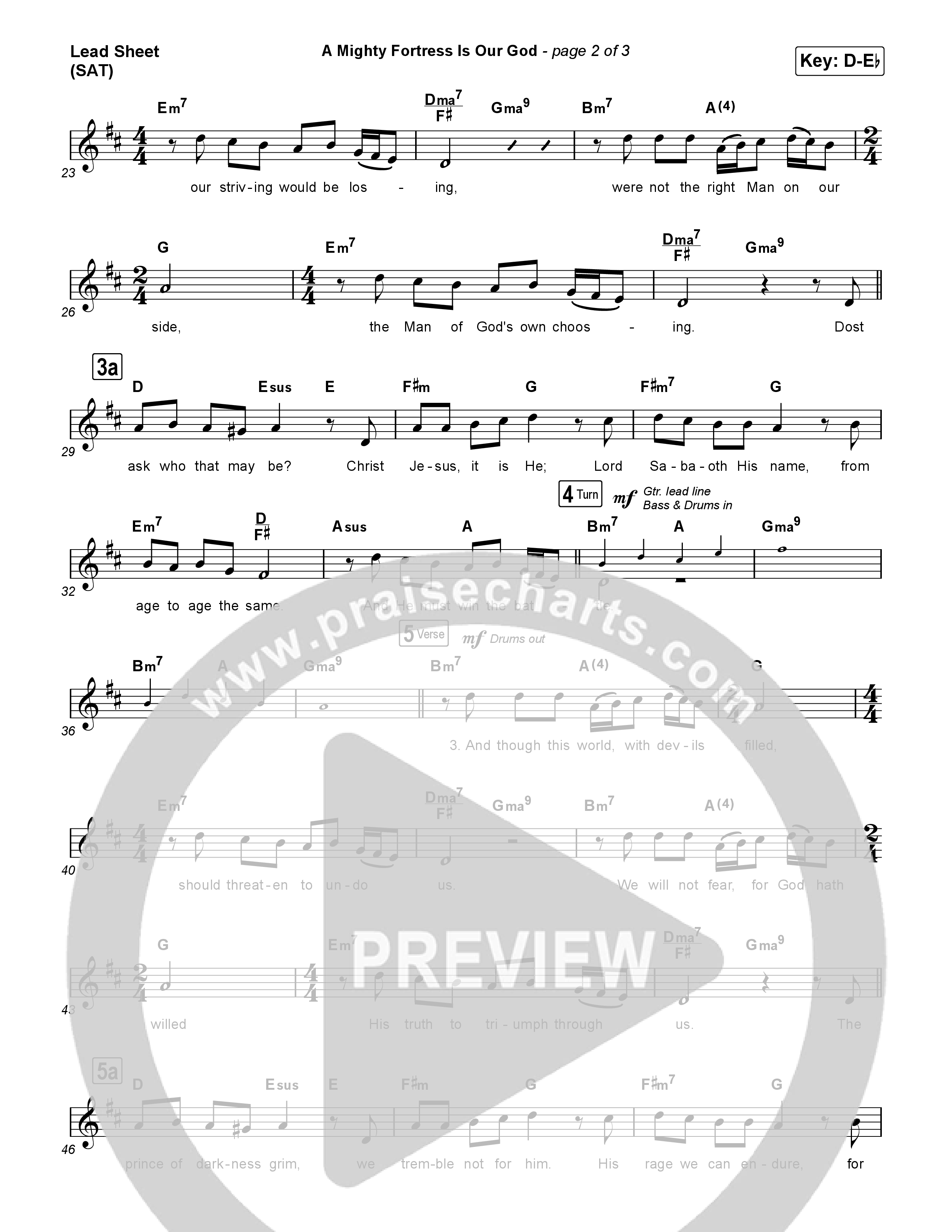 A Mighty Fortress Is Our God (Choral/SATB) Lead Sheet (SAT) (Travis Cottrell / Arr. Mason Brown)