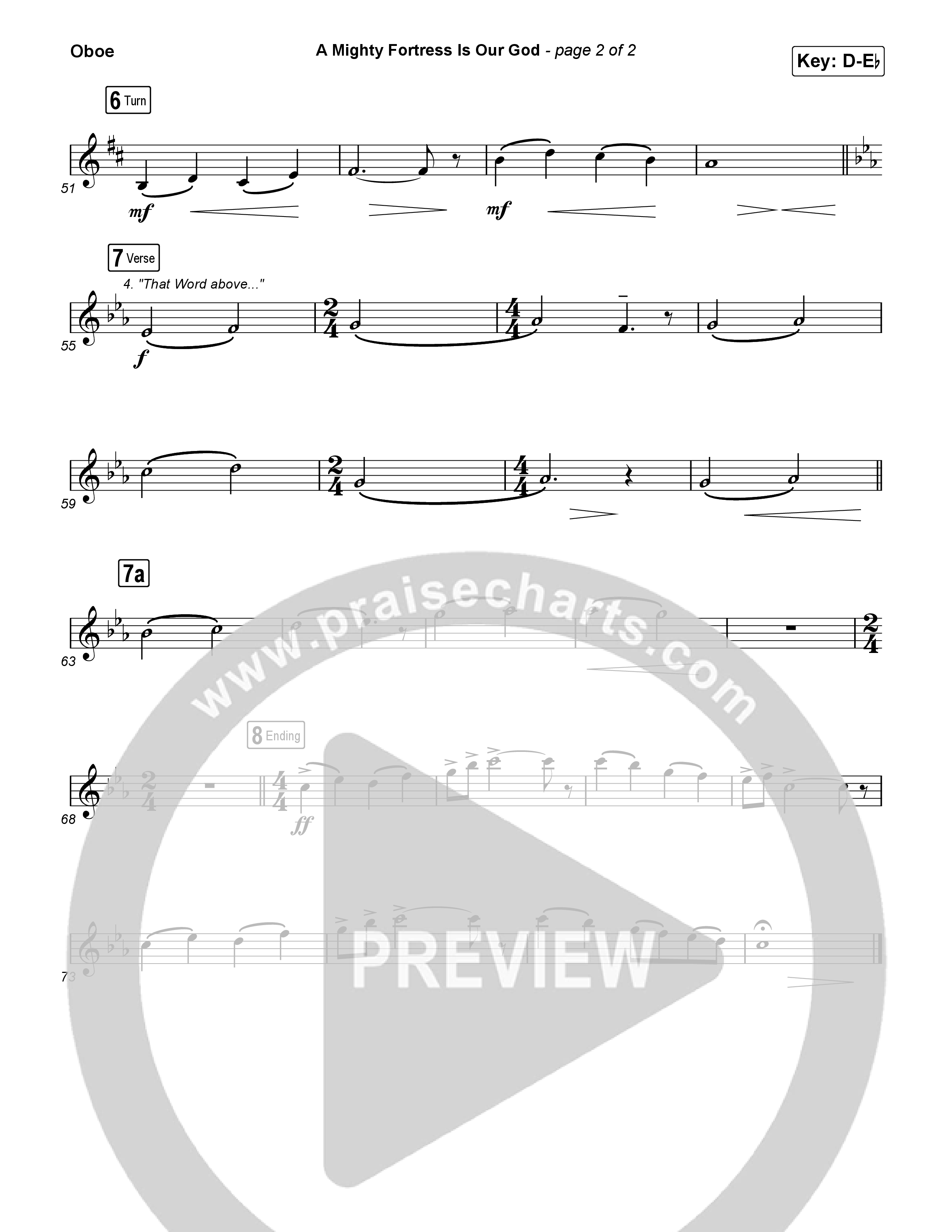 A Mighty Fortress Is Our God (Choral/SATB) Oboe (Travis Cottrell / Arr. Mason Brown)